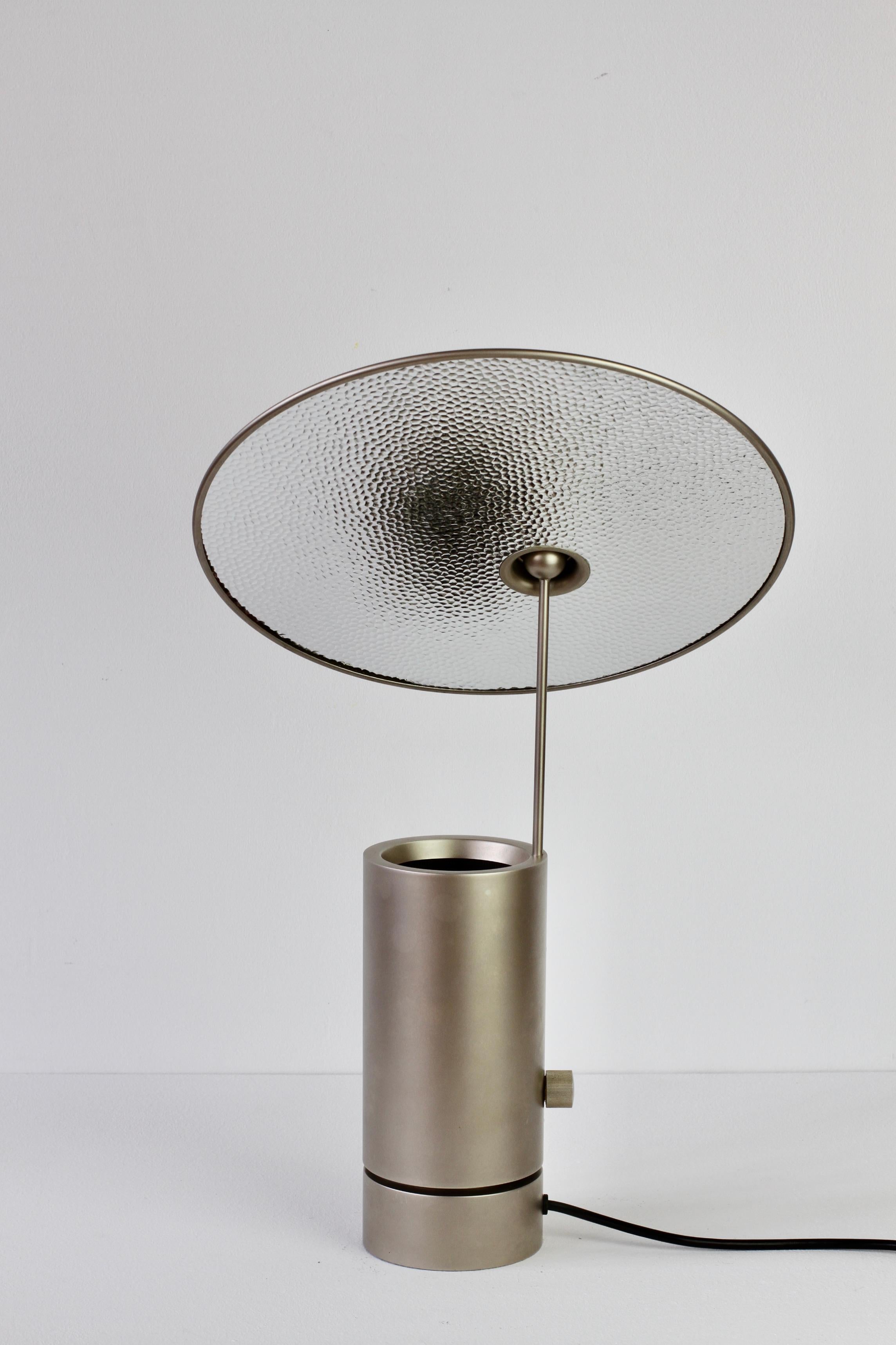 Florian Schulz Rare 'TOS' Vintage Modernist Brushed Satin Nickel Table Lamp For Sale 5