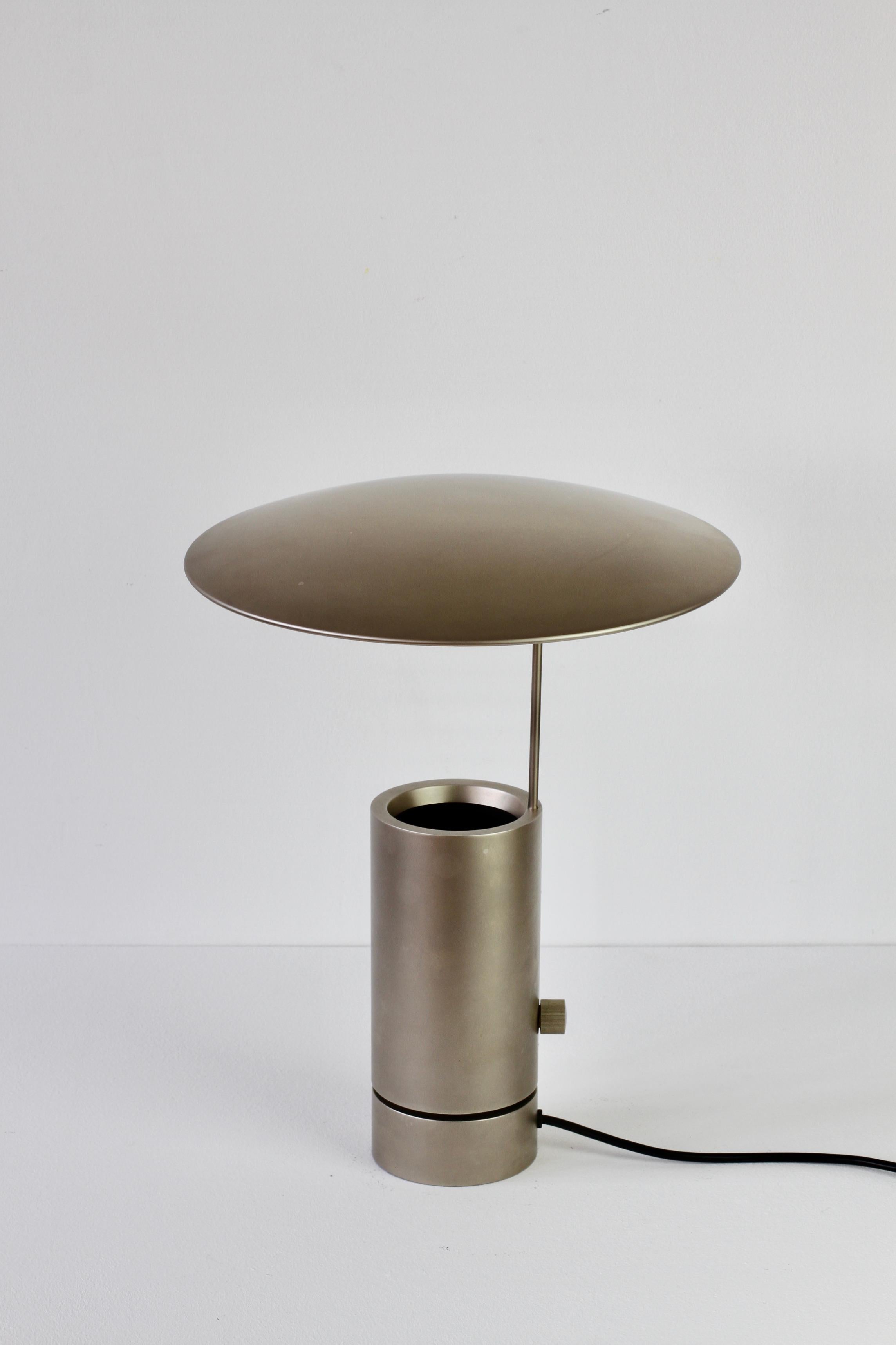 Florian Schulz Rare 'TOS' Vintage Modernist Brushed Satin Nickel Table Lamp For Sale 6