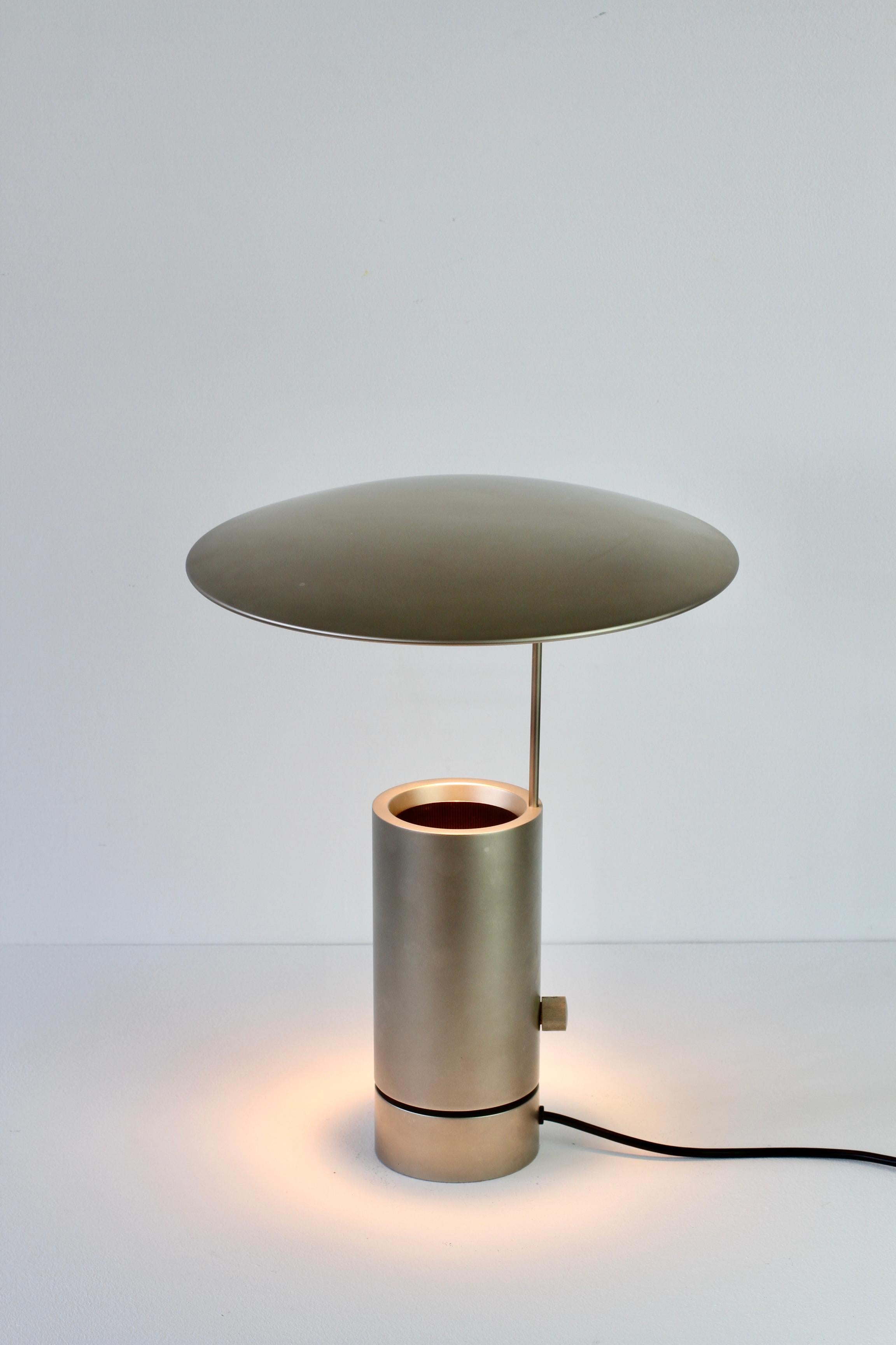 Florian Schulz Rare 'TOS' Vintage Modernist Brushed Satin Nickel Table Lamp For Sale 7