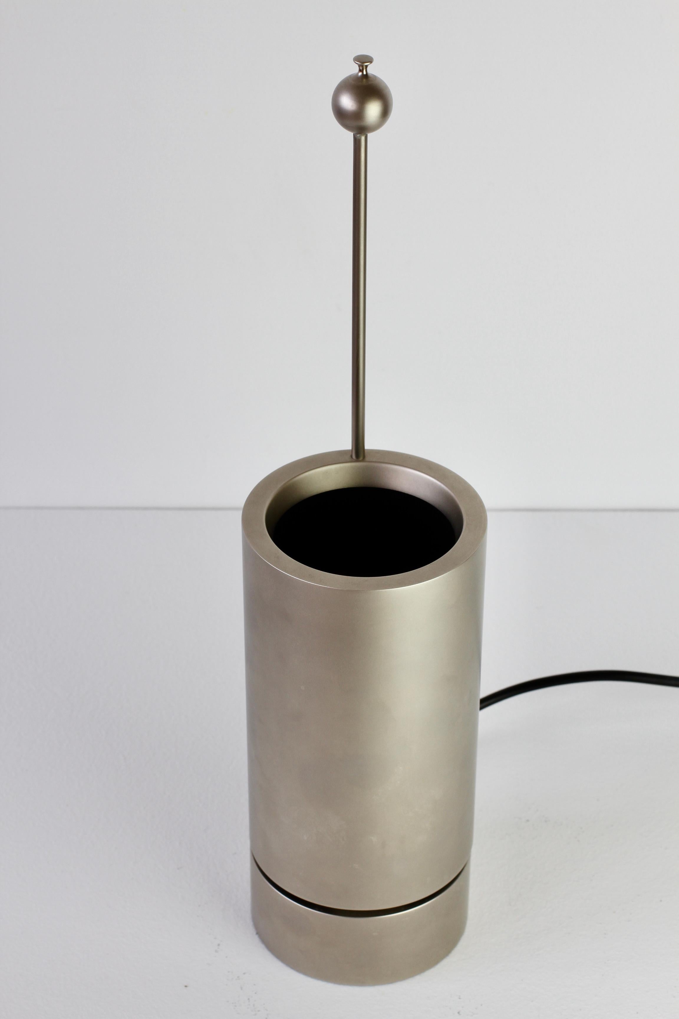 Florian Schulz Rare 'TOS' Vintage Modernist Brushed Satin Nickel Table Lamp For Sale 9