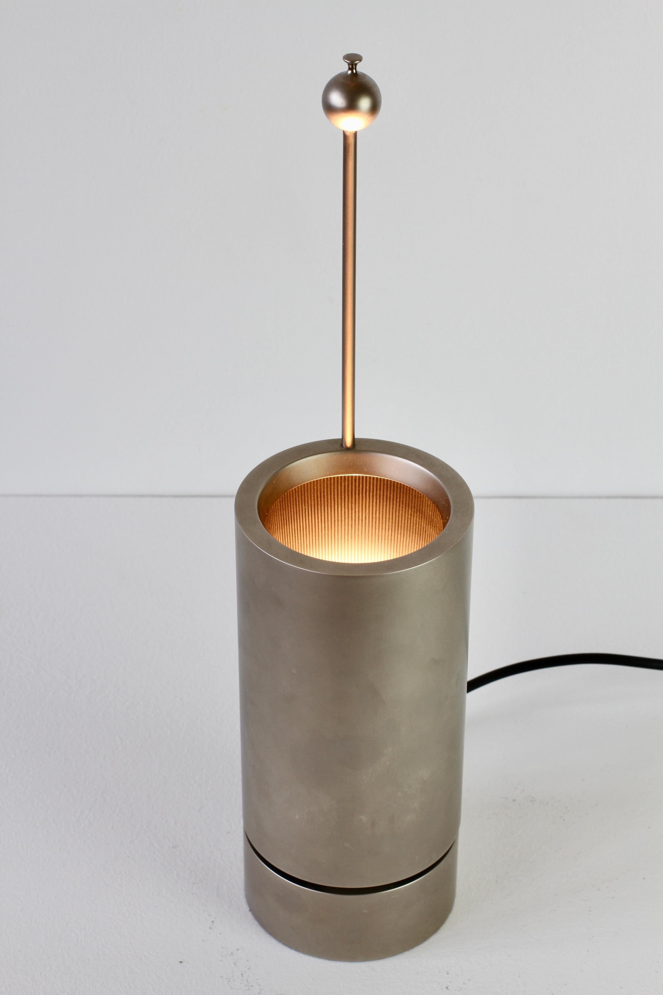Florian Schulz Rare 'TOS' Vintage Modernist Brushed Satin Nickel Table Lamp For Sale 10