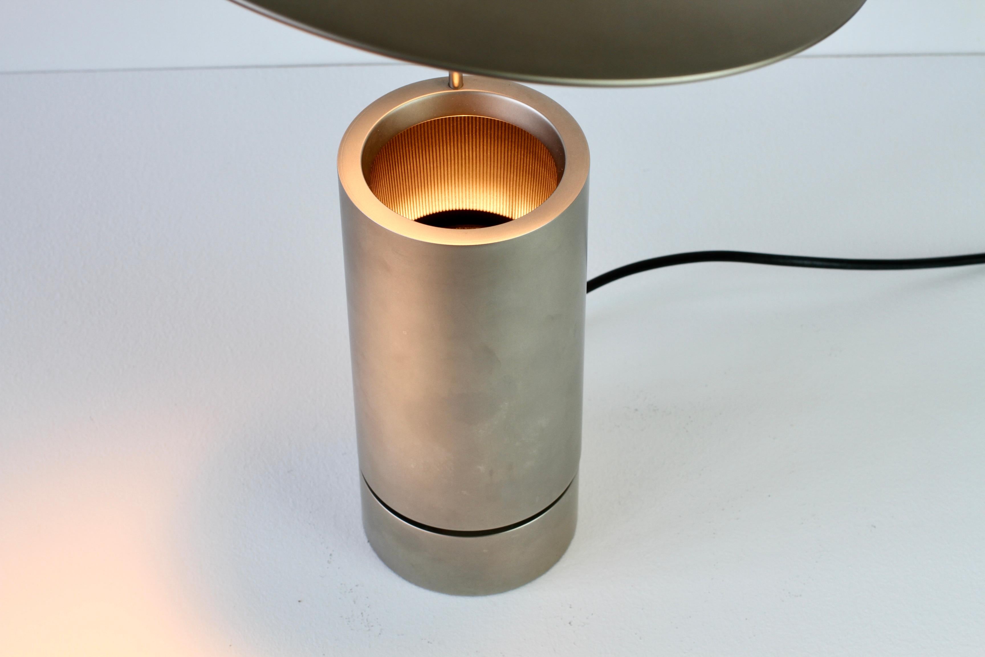 Florian Schulz Rare 'TOS' Vintage Modernist Brushed Satin Nickel Table Lamp For Sale 14