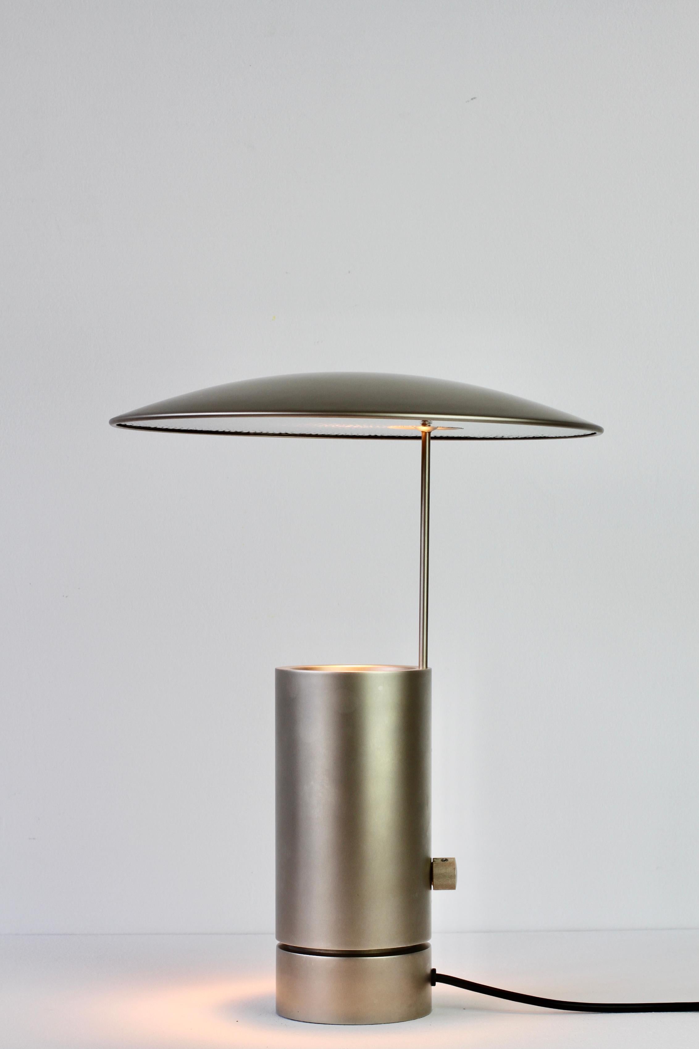 Mid-Century Modern Florian Schulz Rare 'TOS' Vintage Modernist Brushed Satin Nickel Table Lamp For Sale