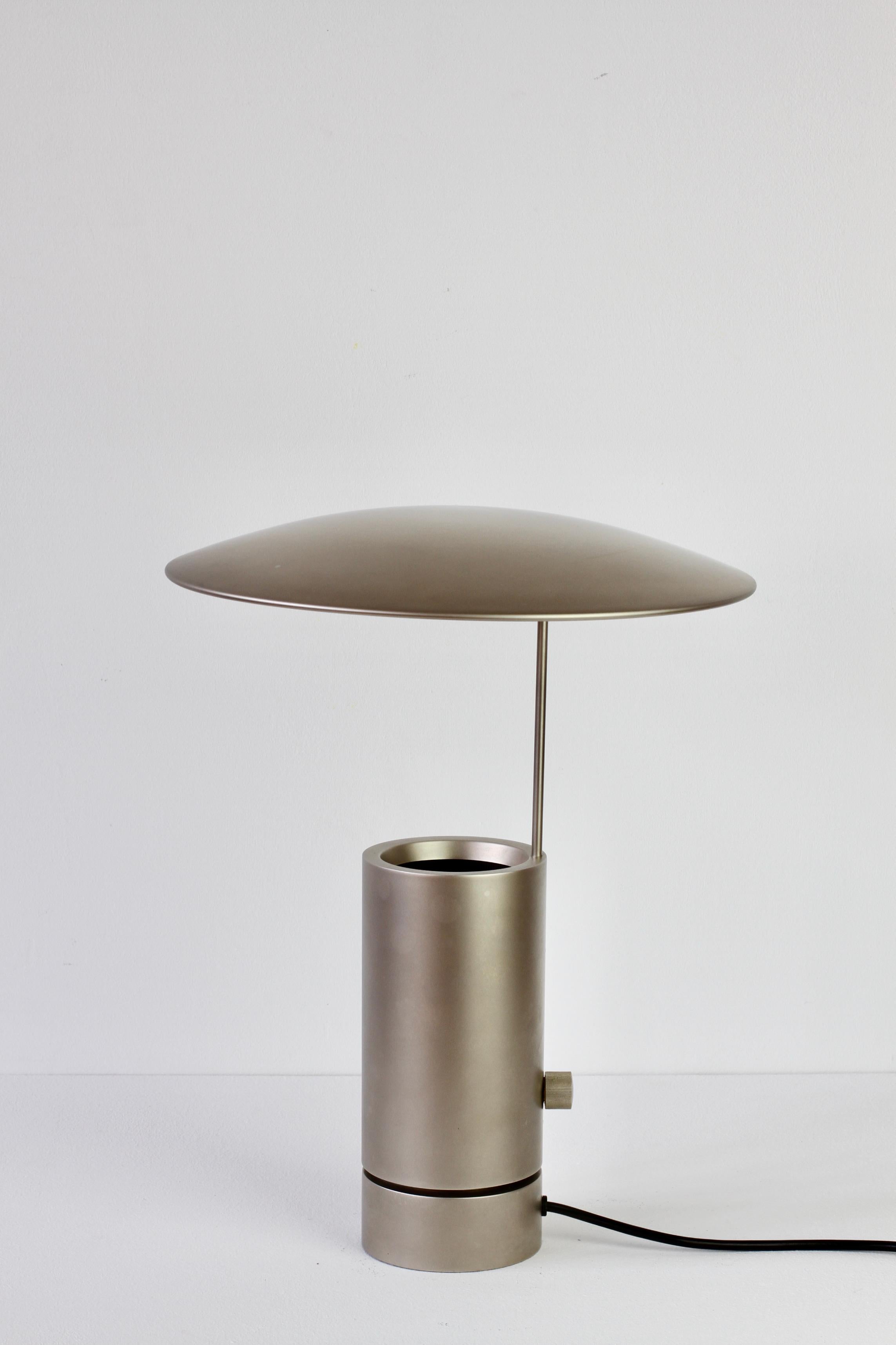 German Florian Schulz Rare 'TOS' Vintage Modernist Brushed Satin Nickel Table Lamp For Sale