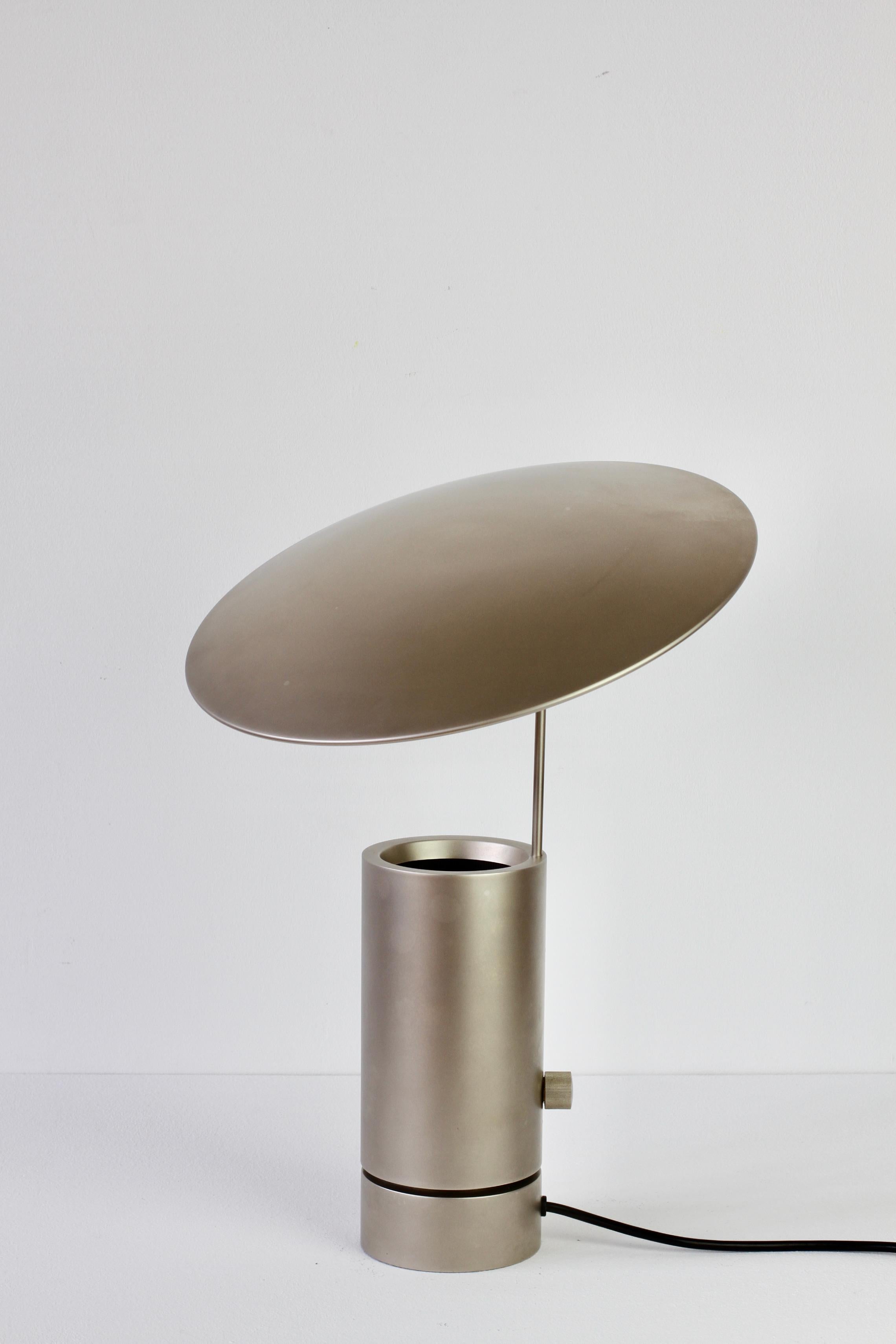 Florian Schulz Rare 'TOS' Vintage Modernist Brushed Satin Nickel Table Lamp In Good Condition For Sale In Landau an der Isar, Bayern