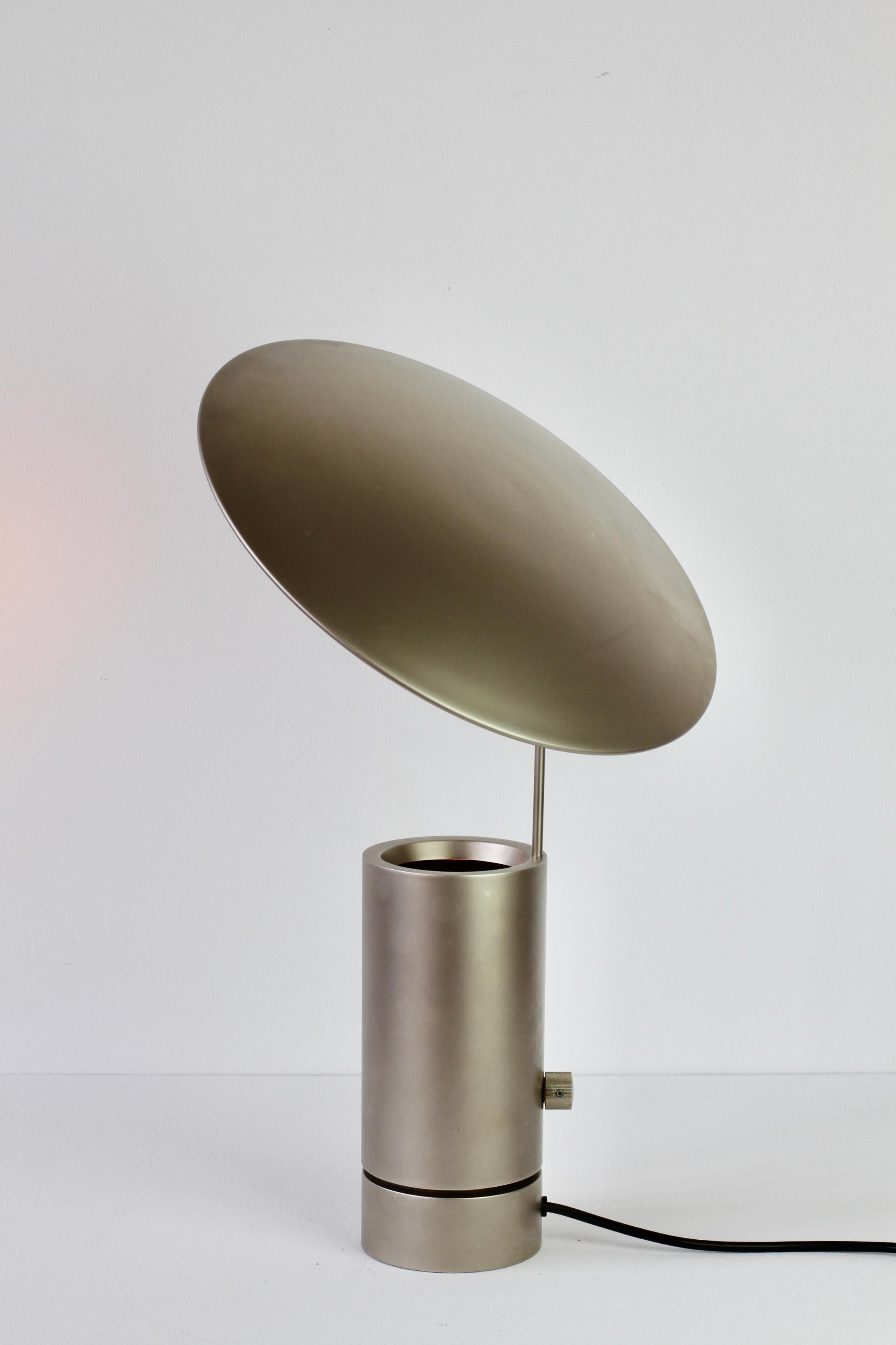 20th Century Florian Schulz Rare 'TOS' Vintage Modernist Brushed Satin Nickel Table Lamp For Sale