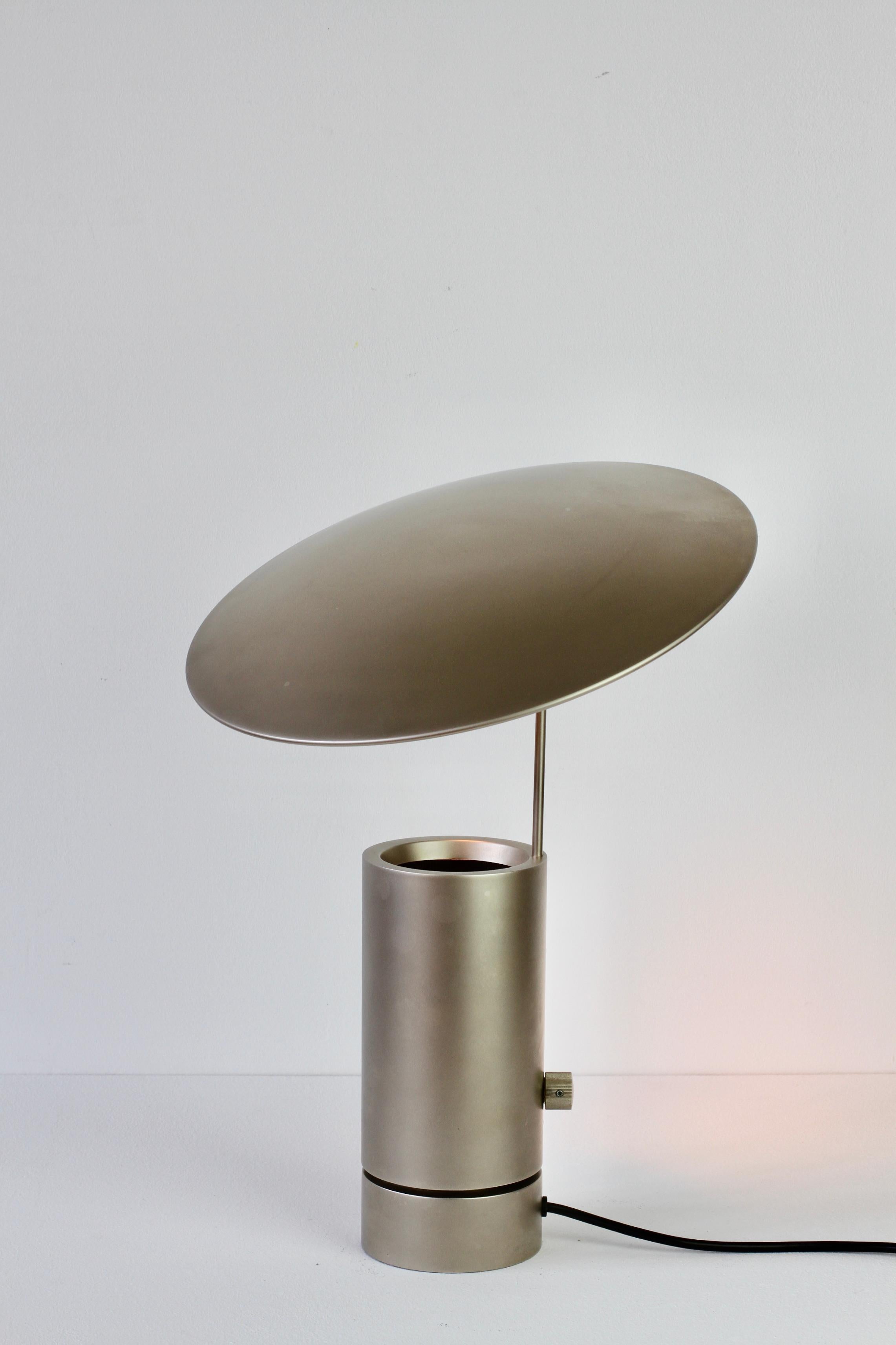 Florian Schulz Rare 'TOS' Vintage Modernist Brushed Satin Nickel Table Lamp For Sale 1