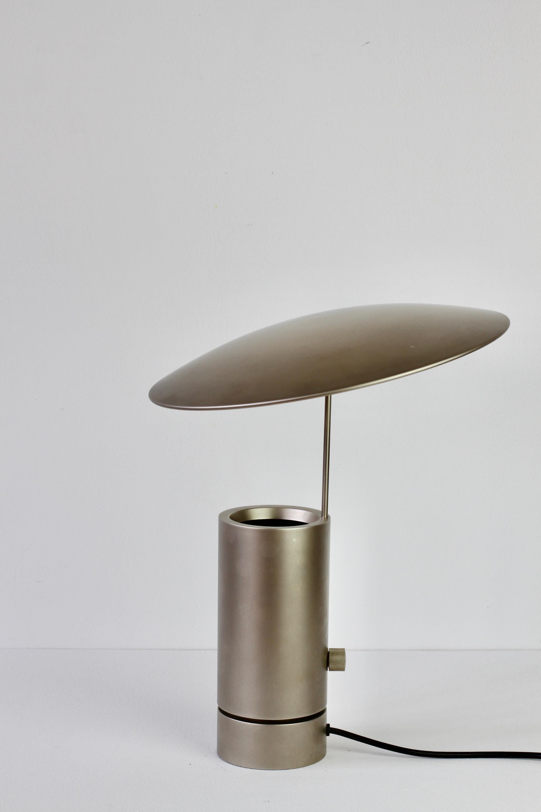 Florian Schulz Rare 'TOS' Vintage Modernist Brushed Satin Nickel Table Lamp For Sale 2