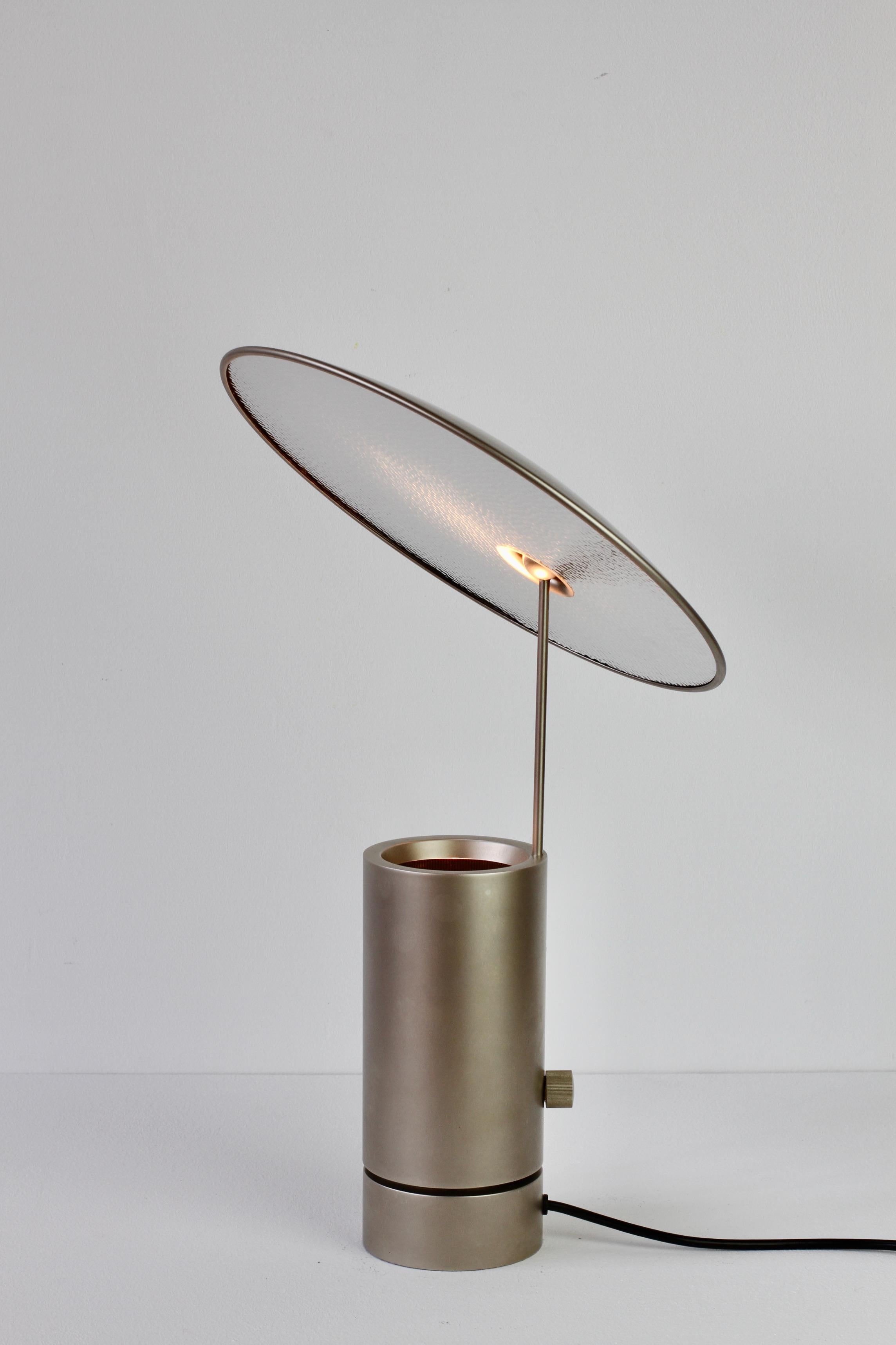 Florian Schulz Rare 'TOS' Vintage Modernist Brushed Satin Nickel Table Lamp For Sale 3
