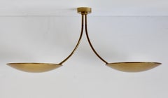 Florian Schulz Rare Vintage Modernist Brass Double Ceiling Pendant Light 1970