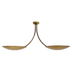 Florian Schulz Rare Vintage Modernist Brass Double Ceiling Pendant Light 1970