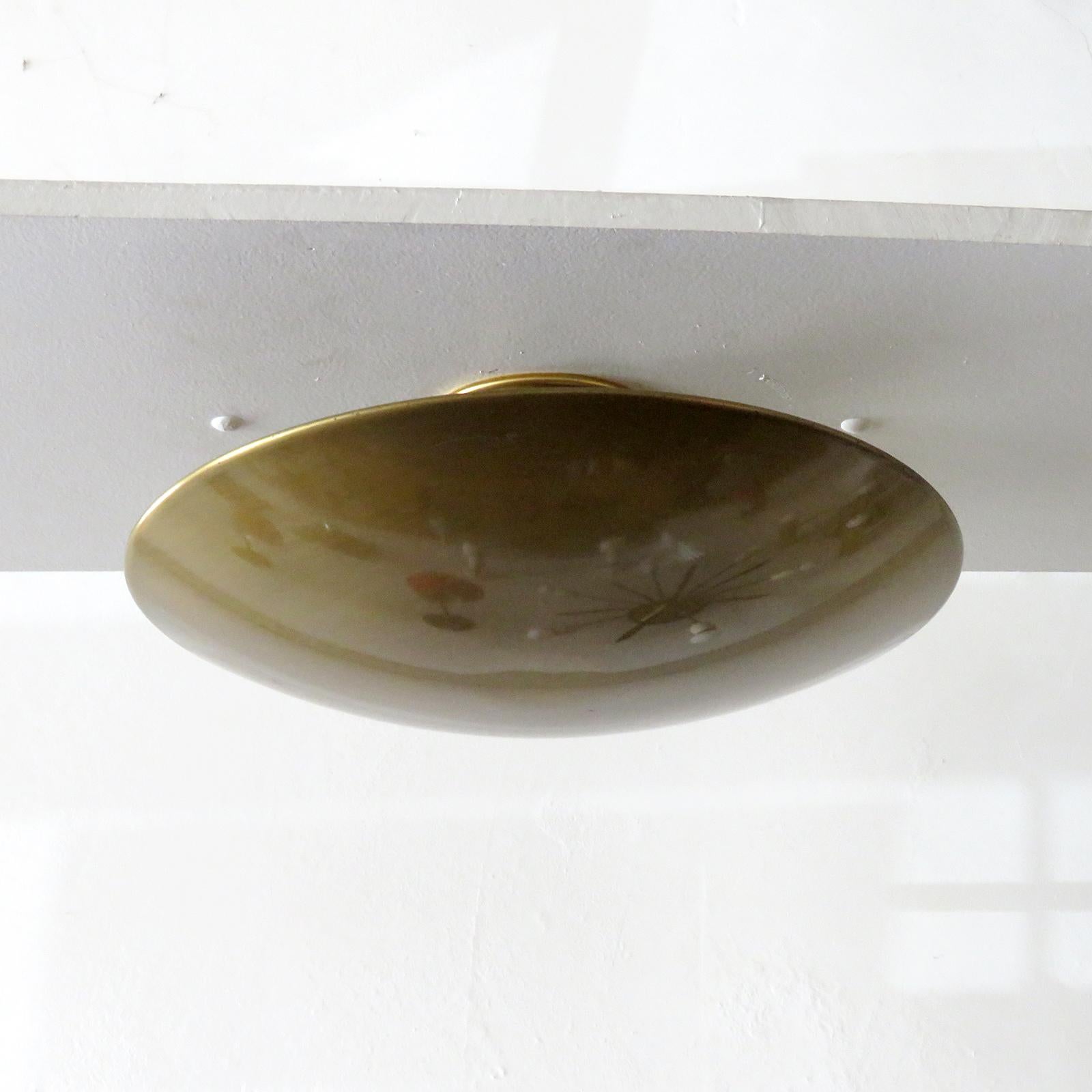 Mid-Century Modern Florian Schulz 'Sela 40' Brass Flushmount Light, 1970