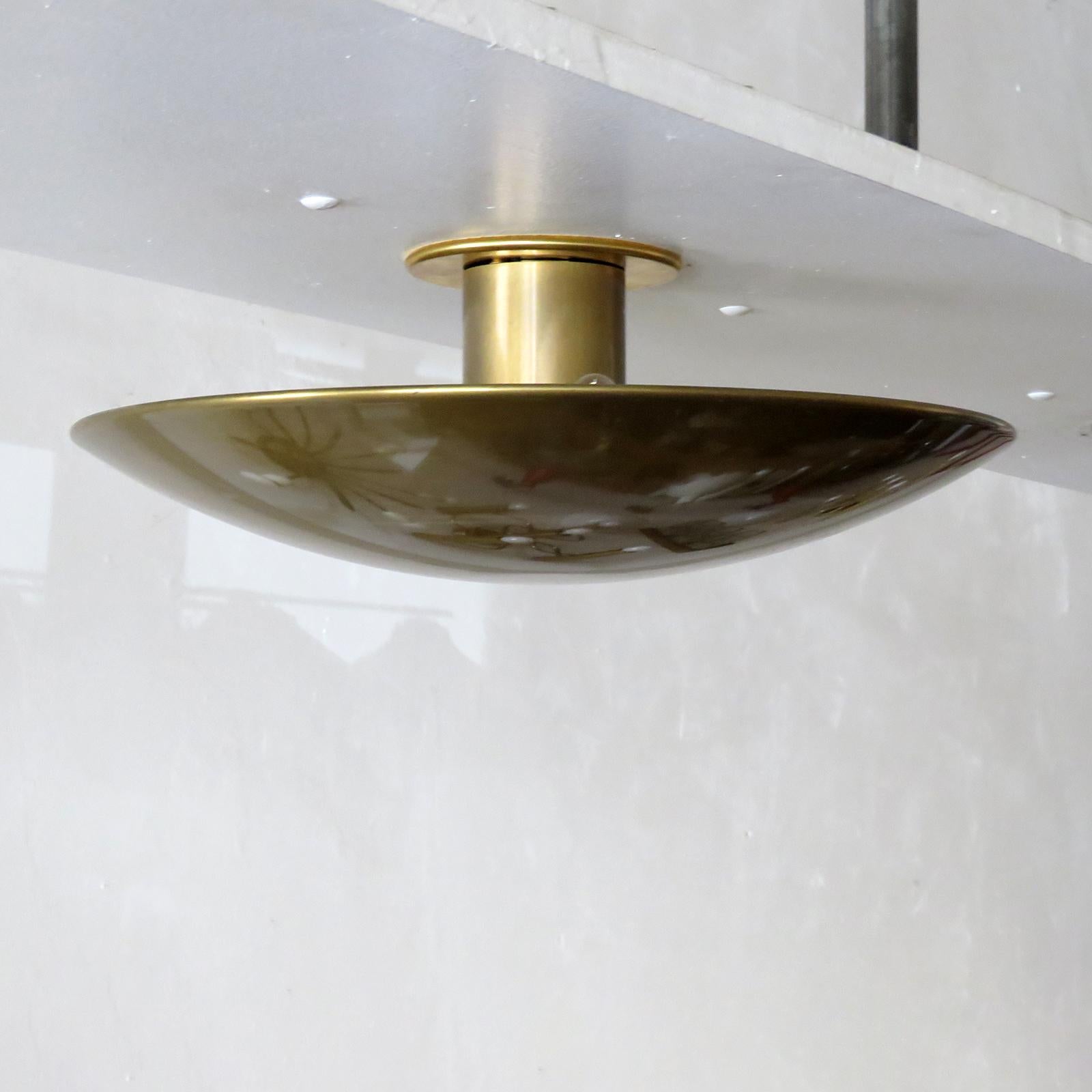 Florian Schulz 'Sela 40' Brass Flushmount Light, 1970 In Good Condition In Los Angeles, CA