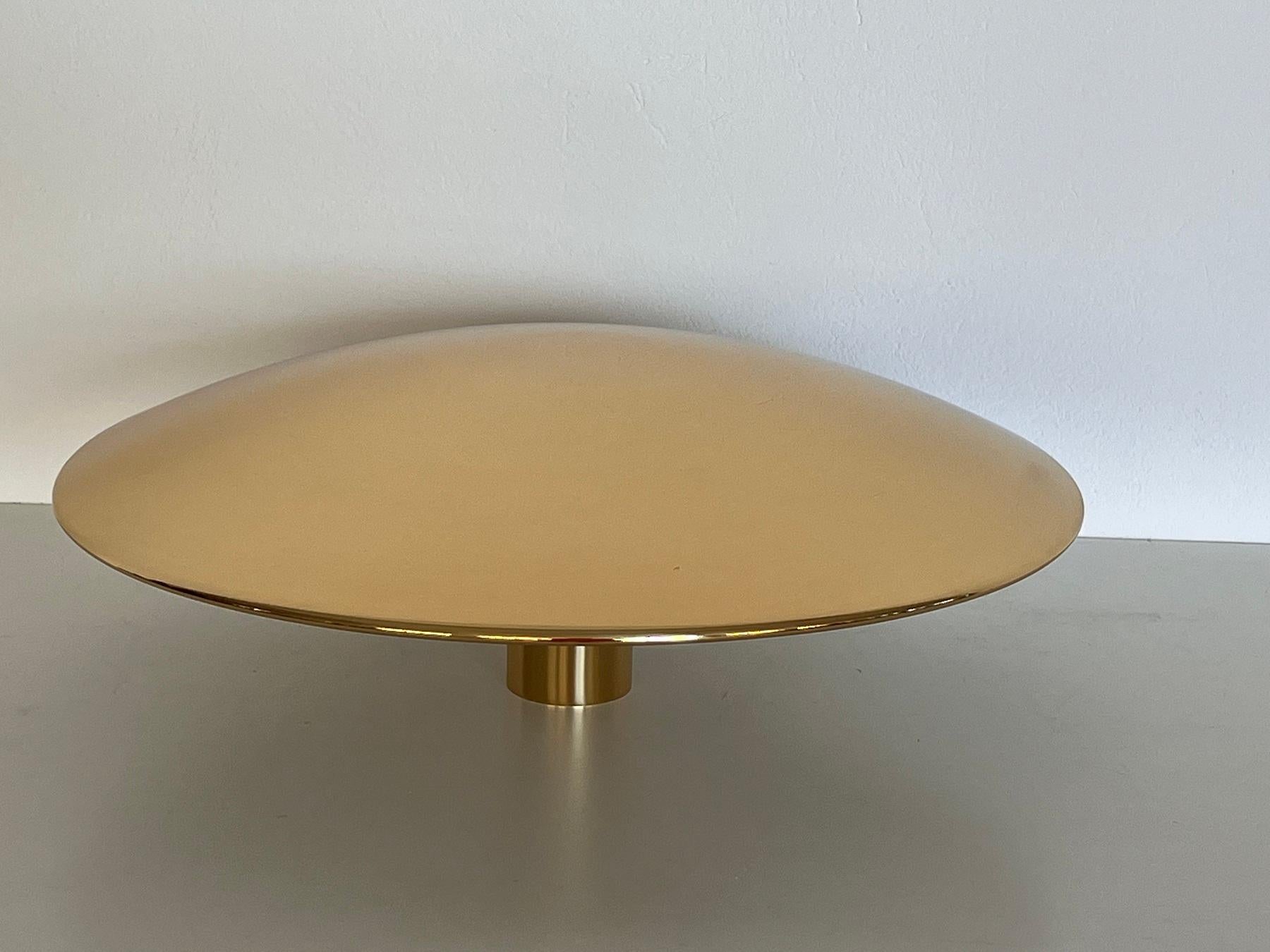Late 20th Century Florian Schulz SELA Large Flush Mount Light in polished Brass, 1970s For Sale