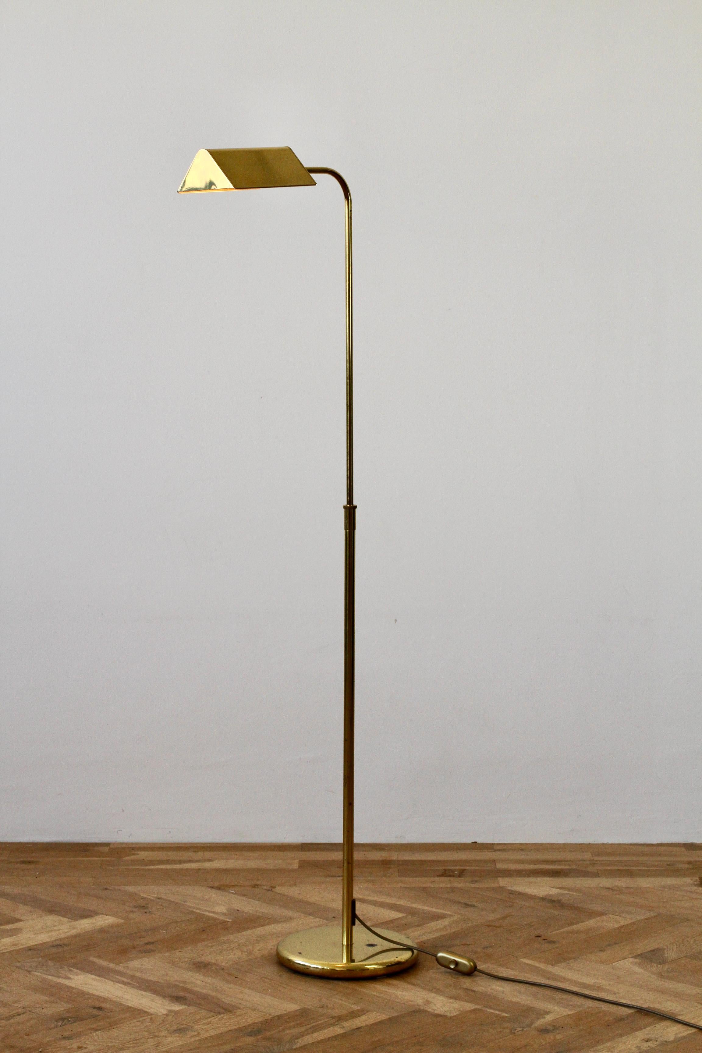 Mid-Century Modern Florian Schulz Style Midcentury Vintage Brass Adjustable Floor Lamp by Sölken