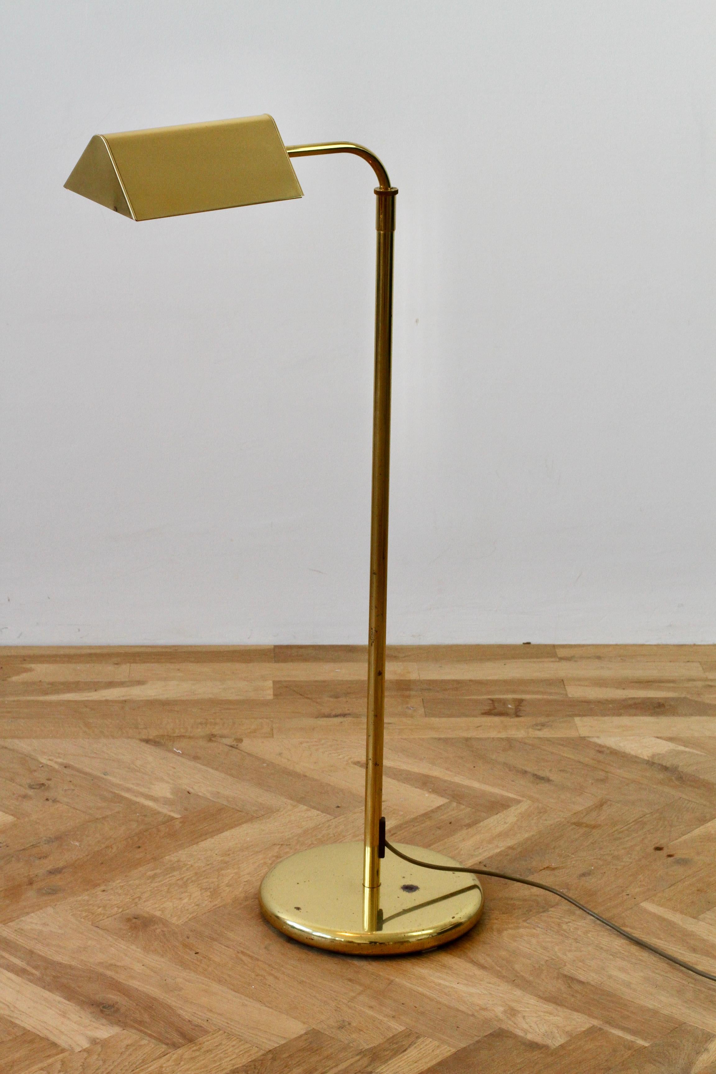 Polished Florian Schulz Style Midcentury Vintage Brass Adjustable Floor Lamp by Sölken