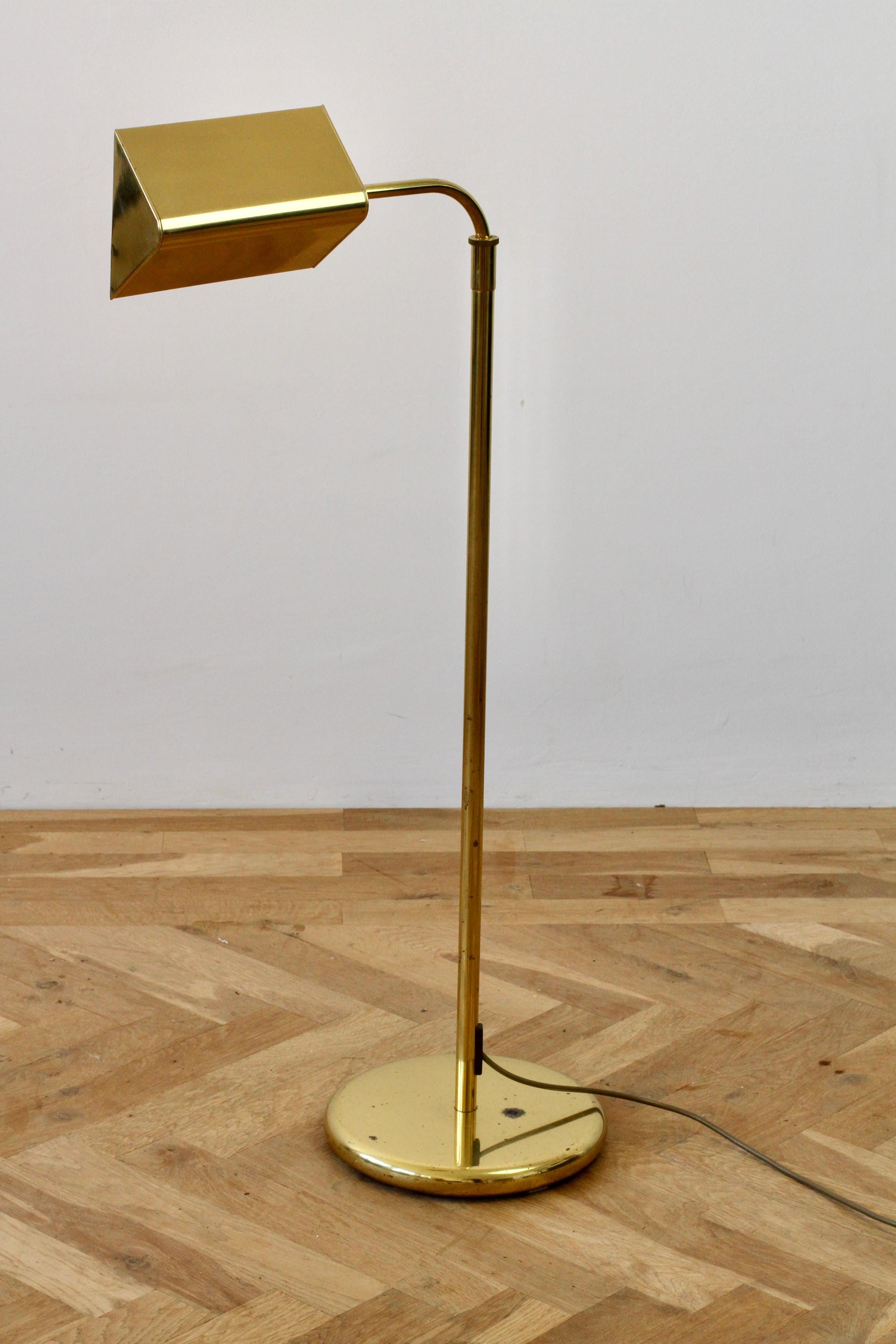 Late 20th Century Florian Schulz Style Midcentury Vintage Brass Adjustable Floor Lamp by Sölken