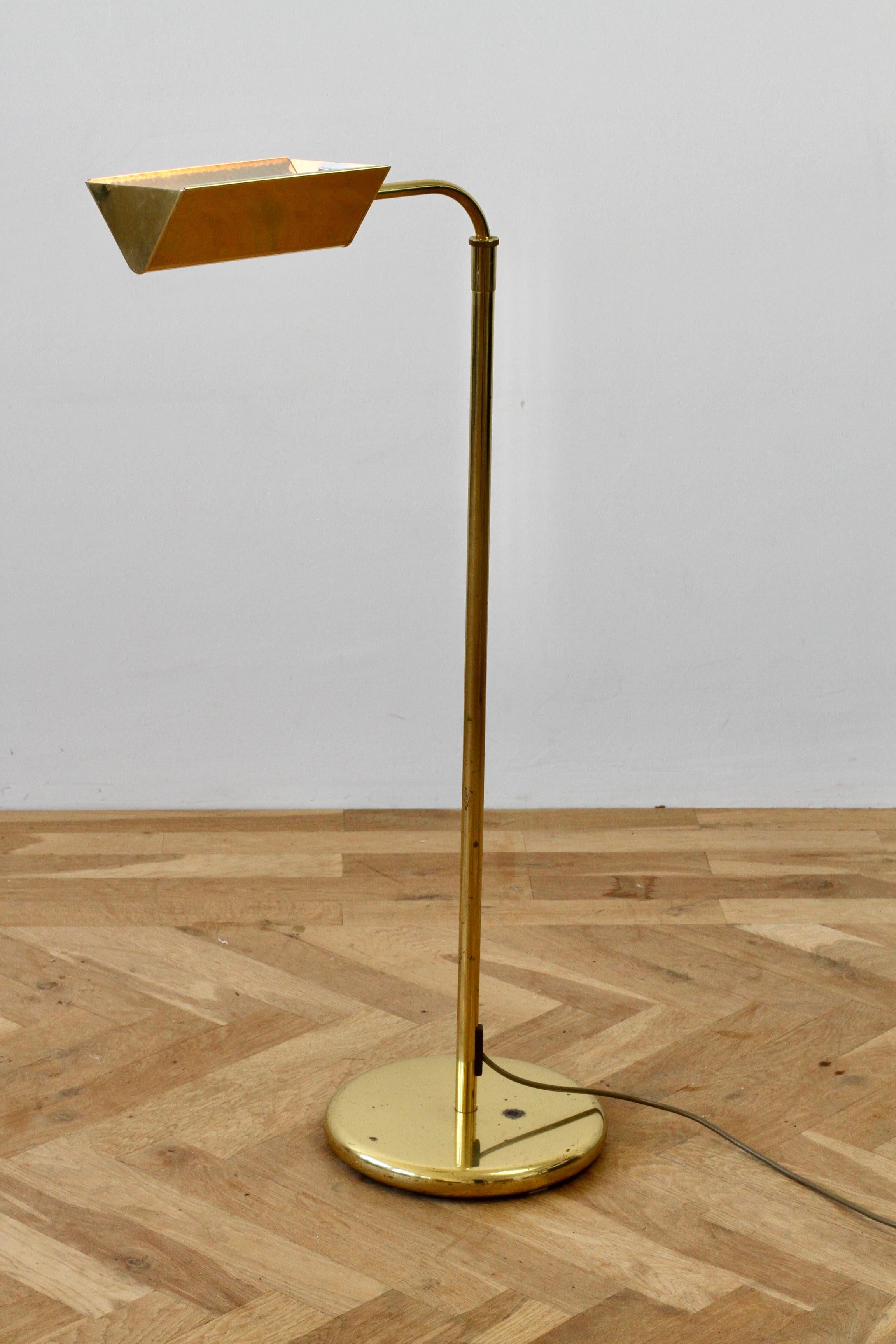 Metal Florian Schulz Style Midcentury Vintage Brass Adjustable Floor Lamp by Sölken
