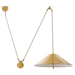 Florian Schulz Style Pendant Light, Brass Counterweight Counter Balance, 1970s