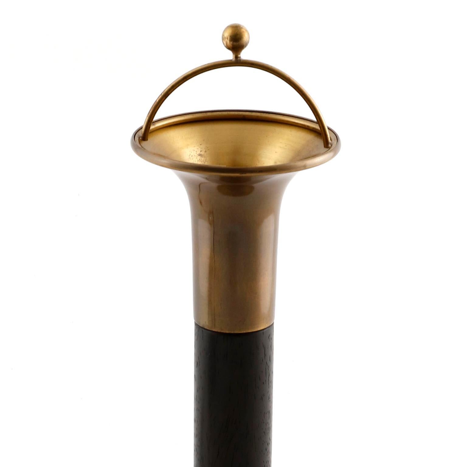 Florian Schulz Table Lamp Swivel Shade, Patinated Brass Ebonized Wood, 1970s 7