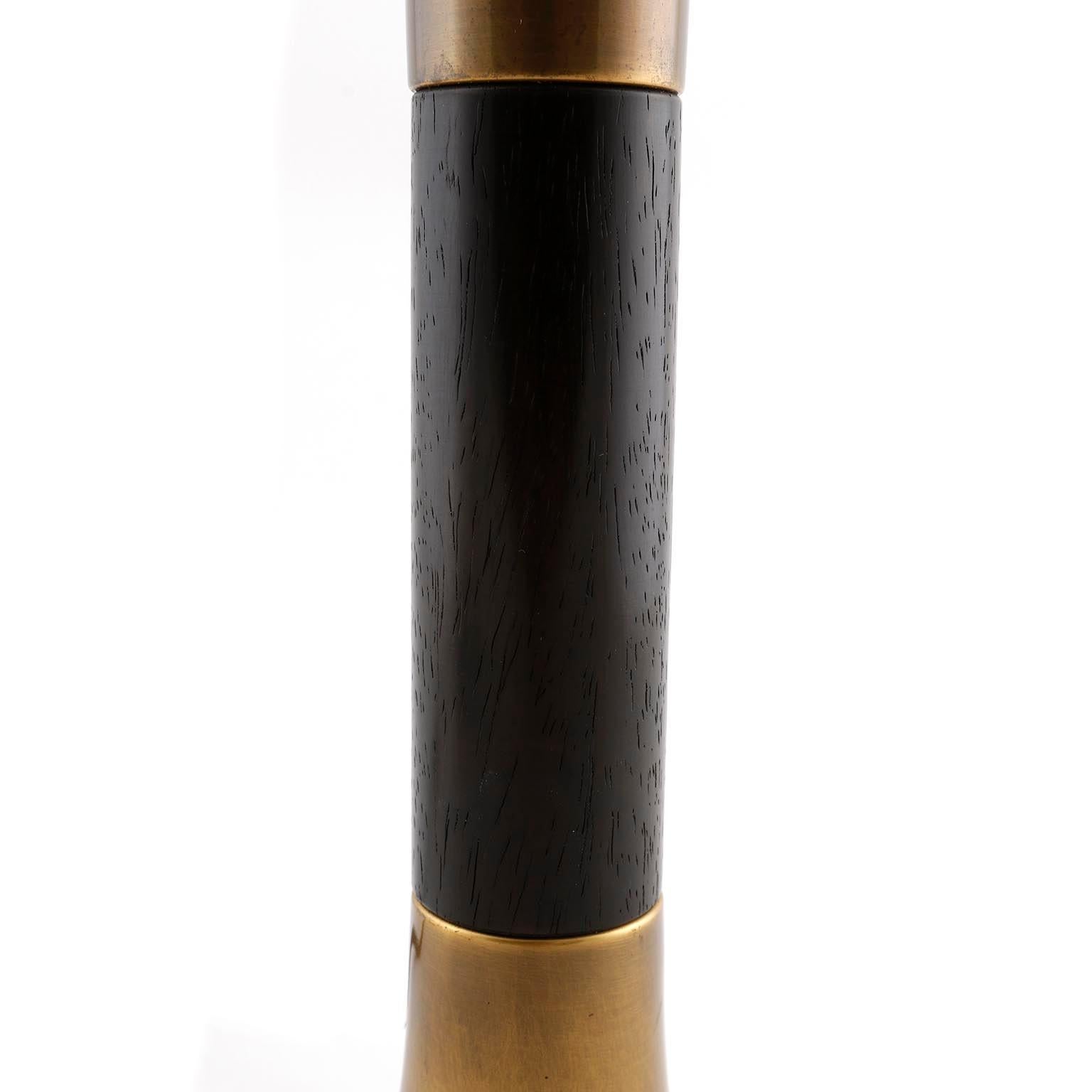 Florian Schulz Table Lamp Swivel Shade, Patinated Brass Ebonized Wood, 1970s 8