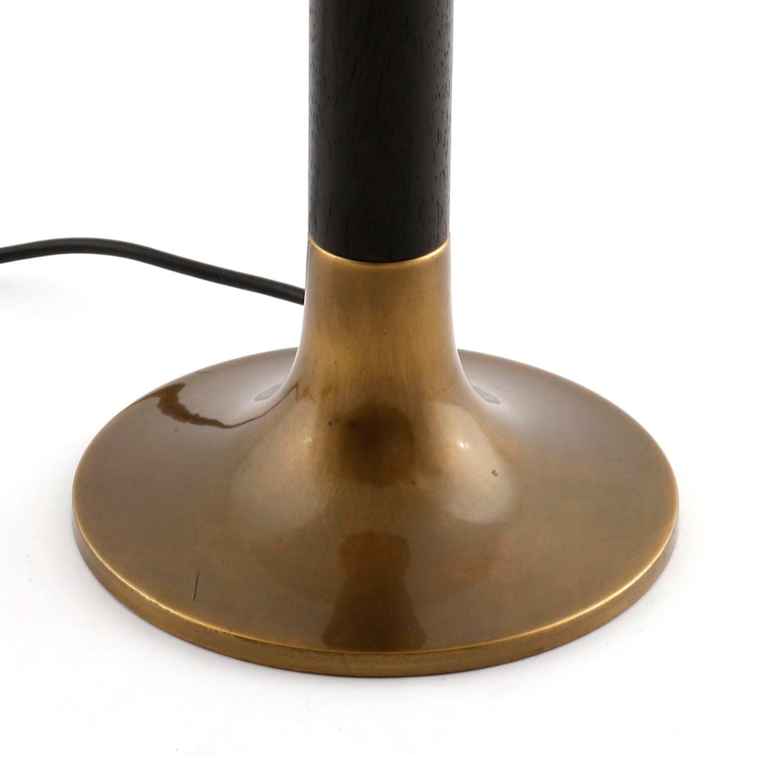 Florian Schulz Table Lamp Swivel Shade, Patinated Brass Ebonized Wood, 1970s 9