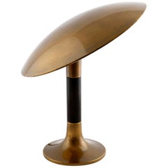 Florian Schulz Table Lamp Swivel Shade, Patinated Brass Ebonized Wood, 1970s