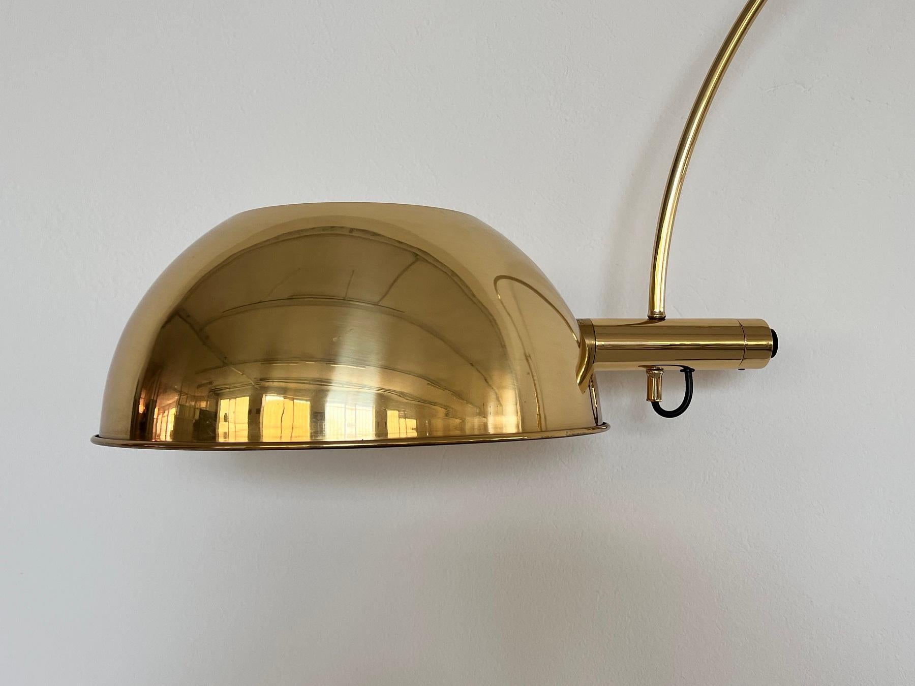 Florian Schulz Vintage Adjustable Wall Mounted Arc Lamp in Brass, 1970s 4