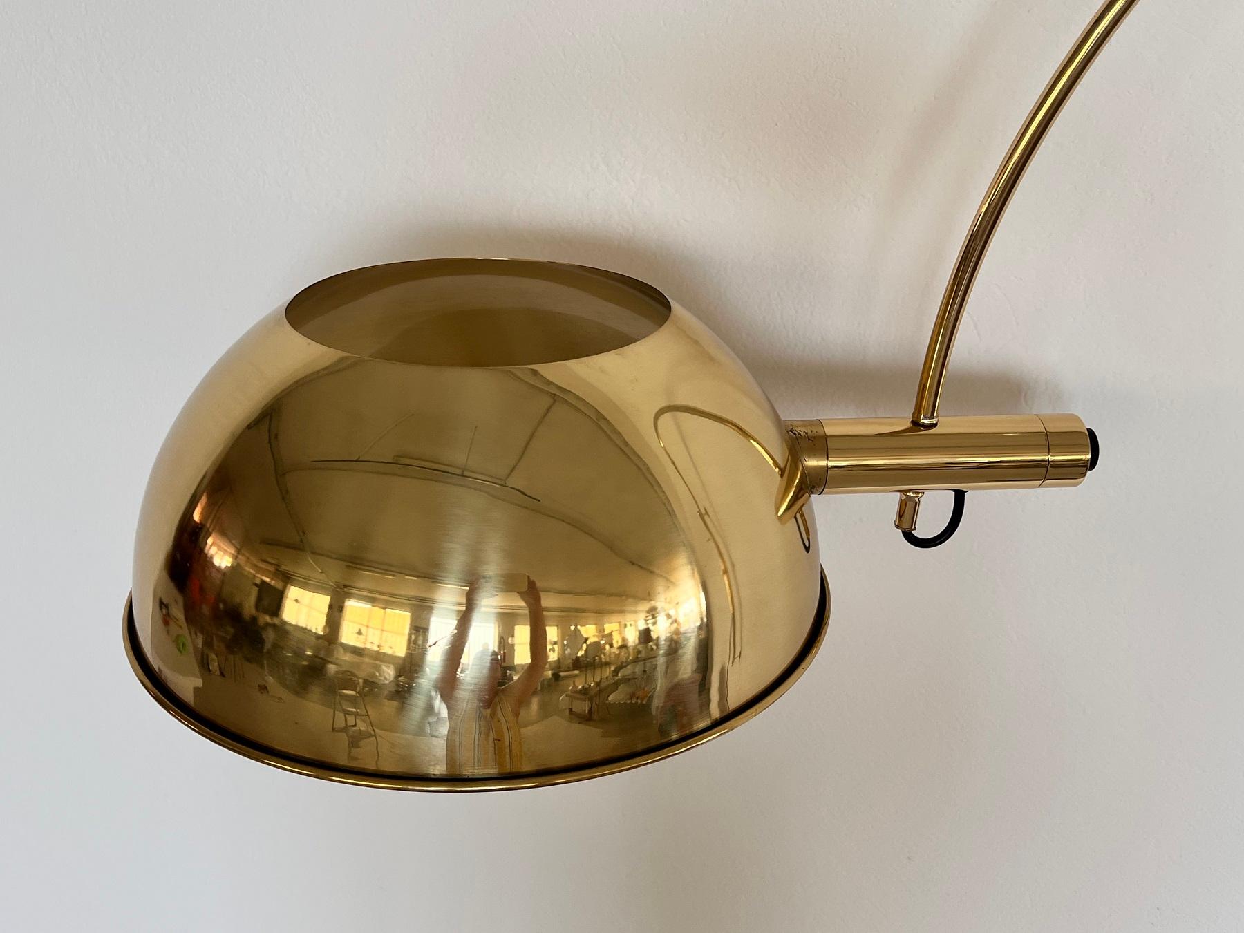Florian Schulz Vintage Adjustable Wall Mounted Arc Lamp in Brass, 1970s 5