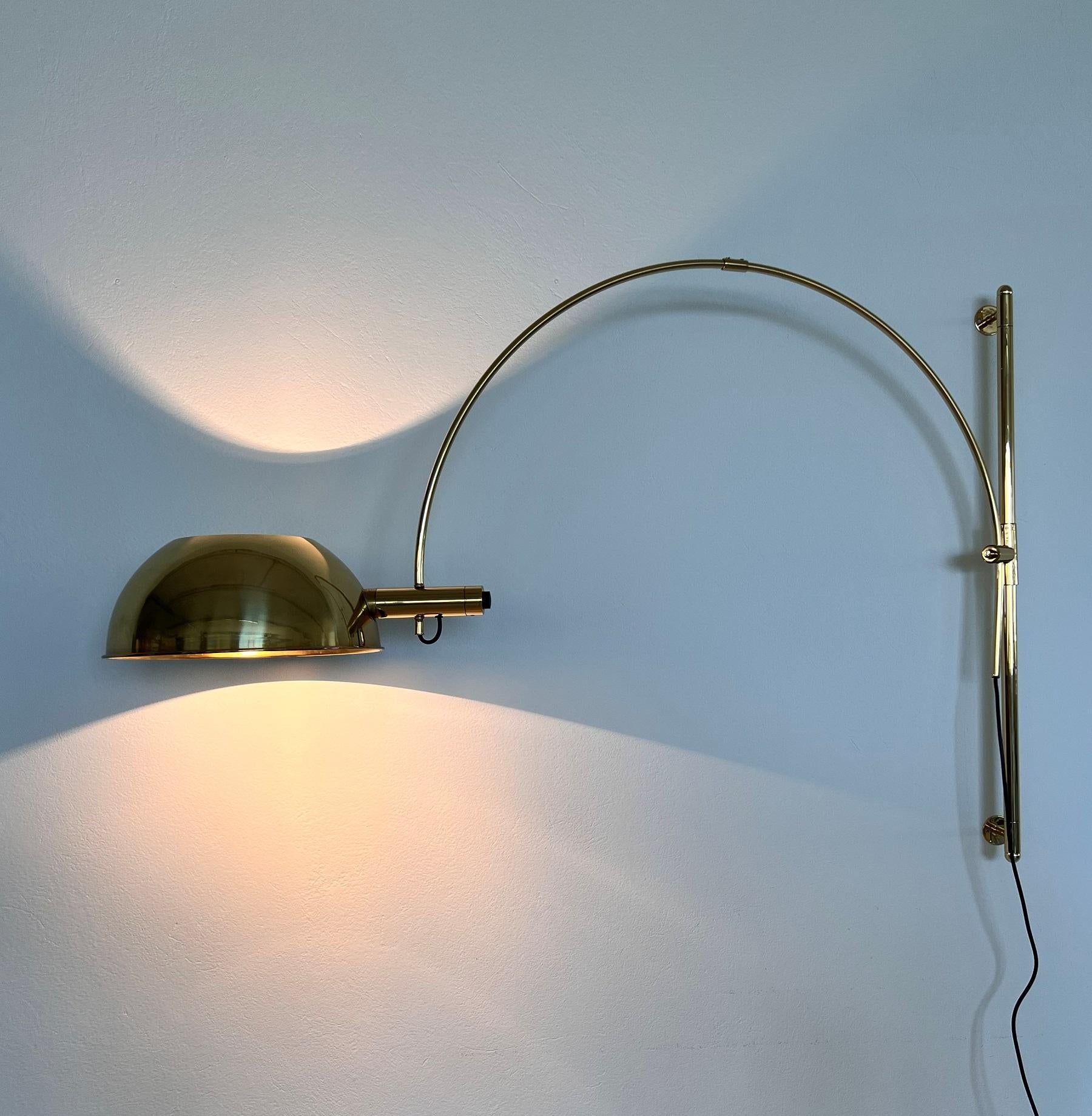 Florian Schulz Vintage Adjustable Wall Mounted Arc Lamp in Brass, 1970s 6