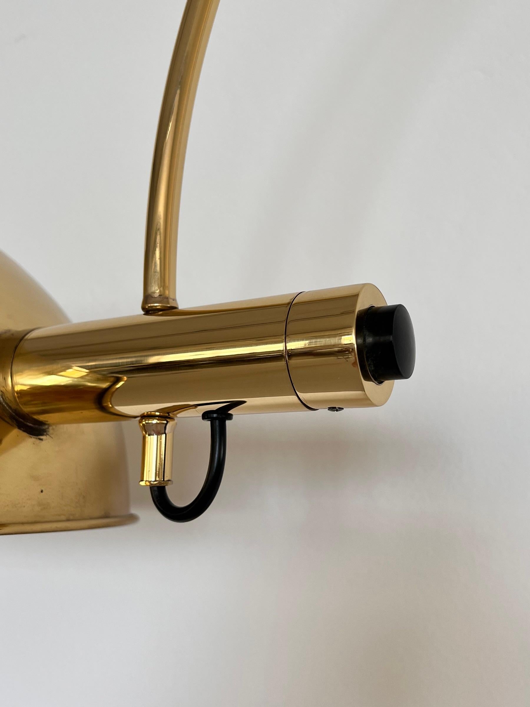 Florian Schulz Vintage Adjustable Wall Mounted Arc Lamp in Brass, 1970s 10