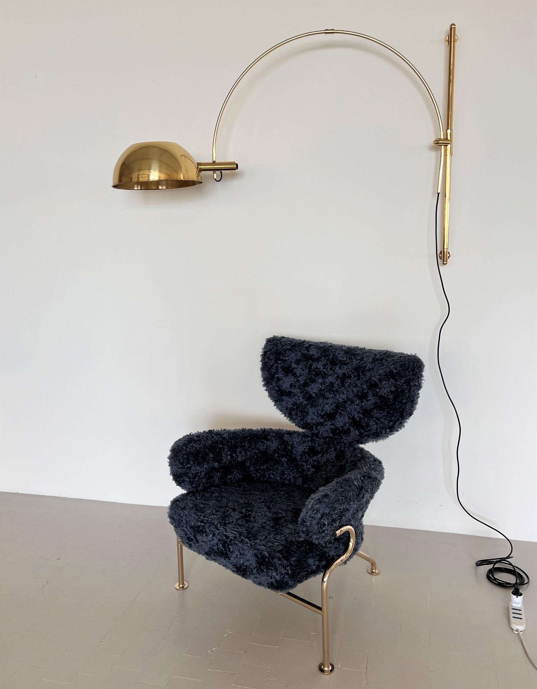 Florian Schulz Vintage Adjustable Wall Mounted Arc Lamp in Brass, 1970s 11