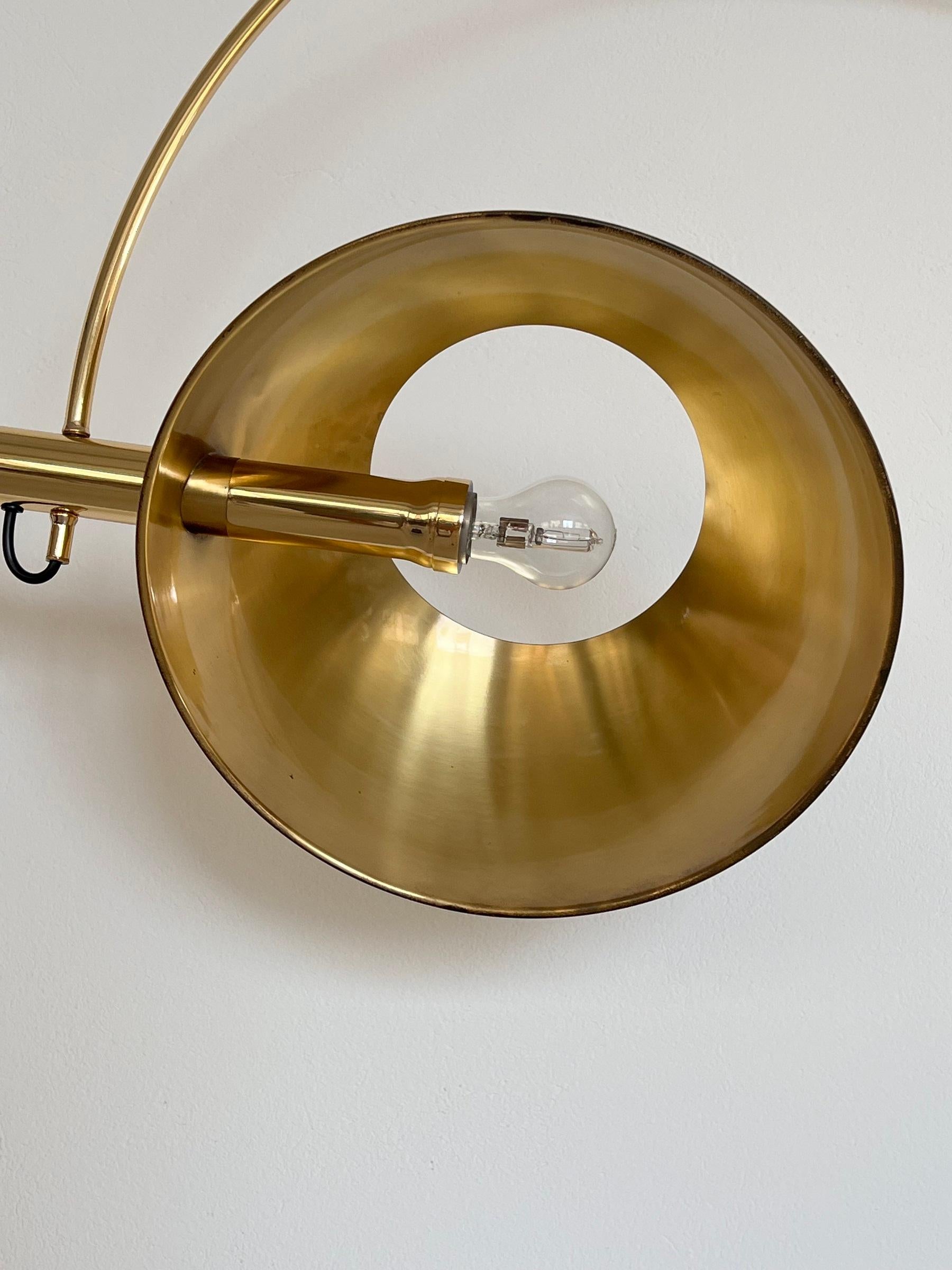 Florian Schulz Vintage Adjustable Wall Mounted Arc Lamp in Brass, 1970s 14