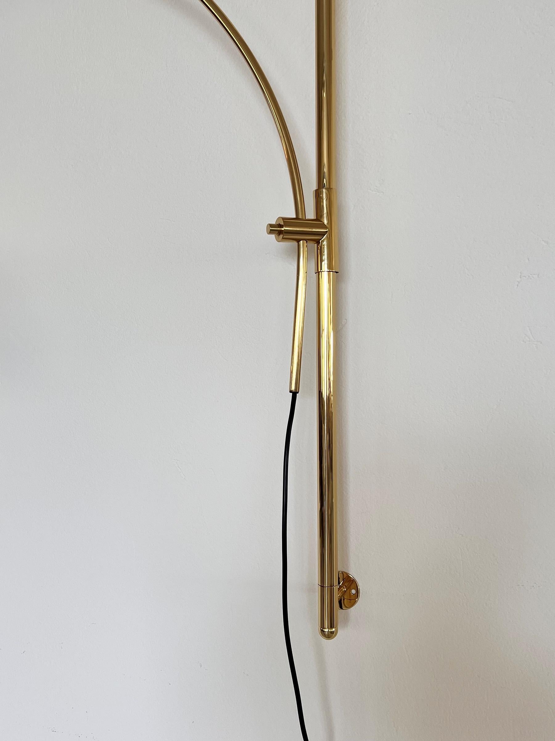 Late 20th Century Florian Schulz Vintage Adjustable Wall Mounted Arc Lamp in Brass, 1970s