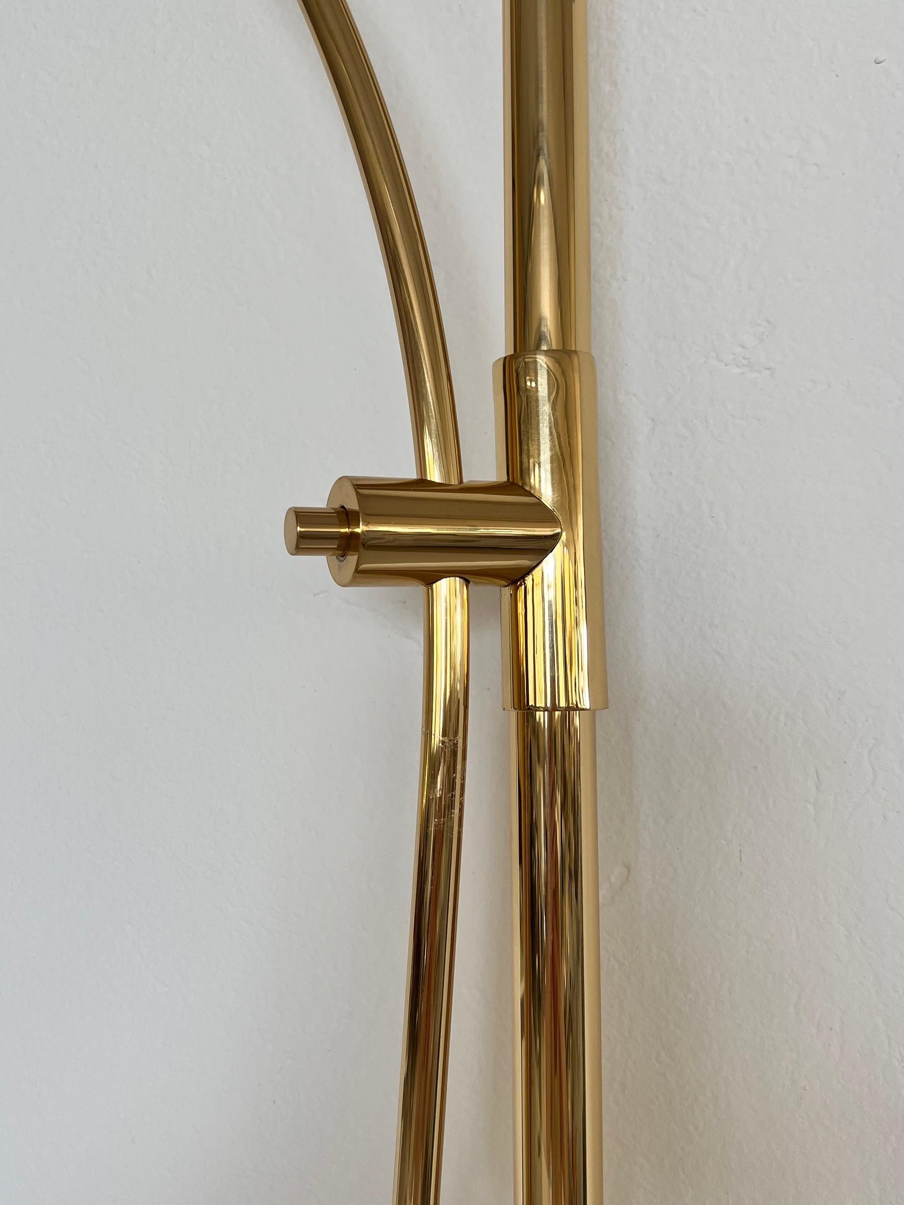 Florian Schulz Vintage Adjustable Wall Mounted Arc Lamp in Brass, 1970s 1
