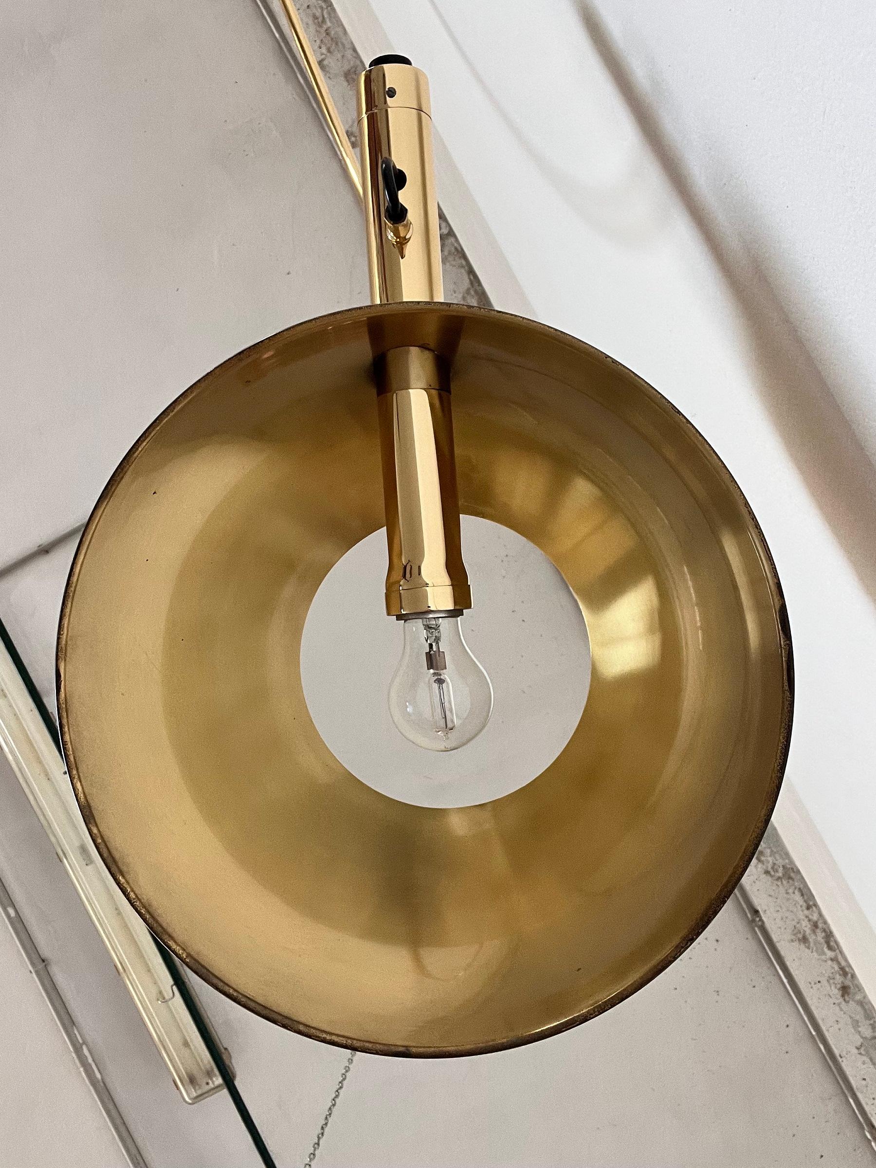 Florian Schulz Vintage Adjustable Wall Mounted Arc Lamp in Brass, 1970s 3