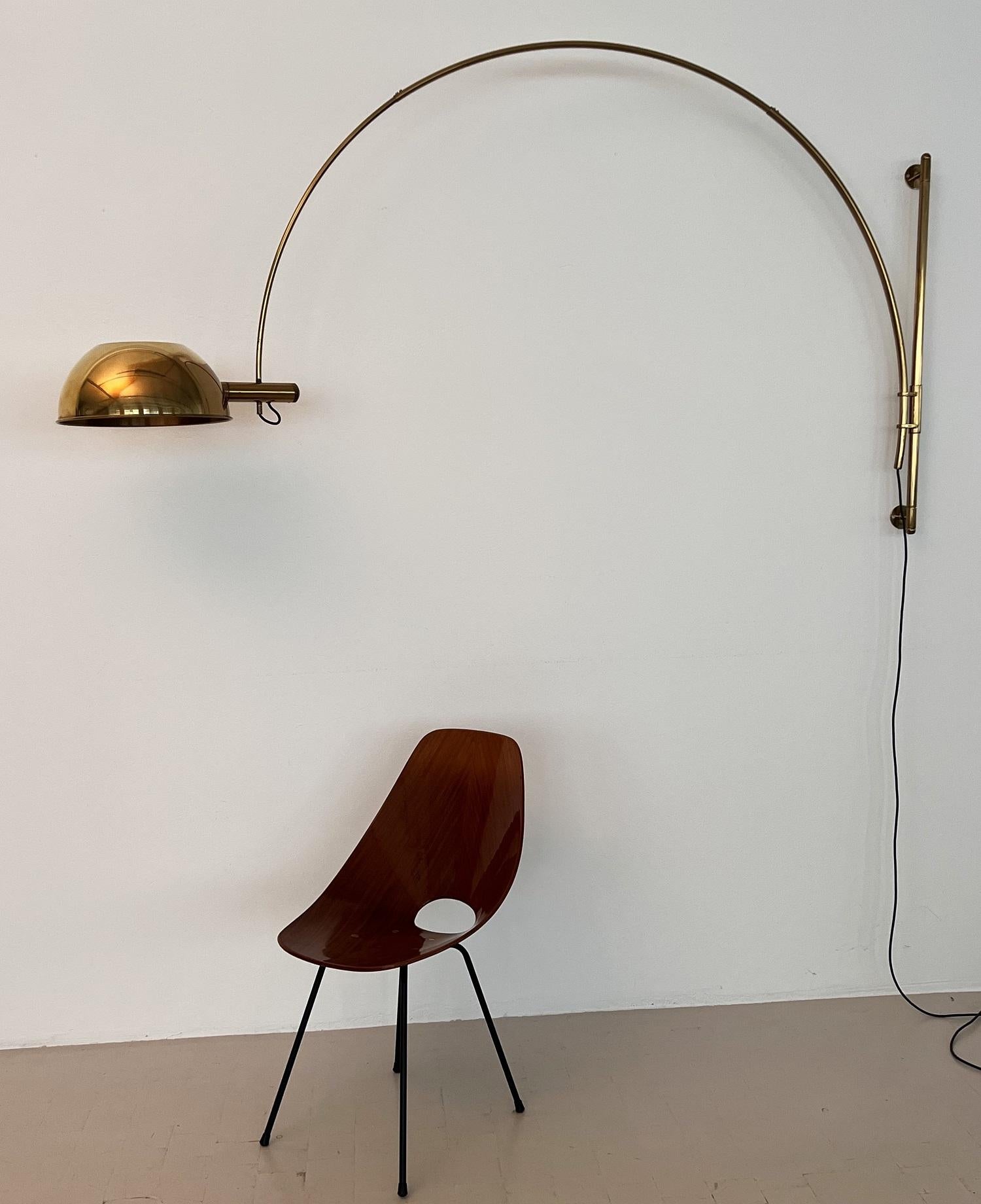 Florian Schulz Vintage Adjustable XXL Wall Mounted Arc Lamp BOCA in Brass, 1970s 7