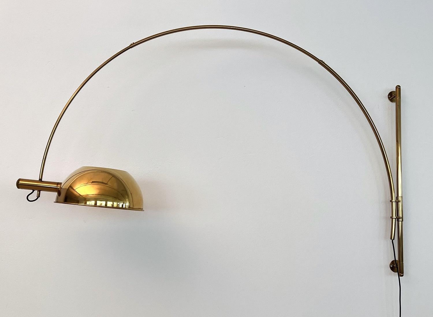 Florian Schulz Vintage Adjustable XXL Wall Mounted Arc Lamp BOCA in Brass, 1970s 13