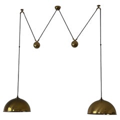 Florian Schulz Vintage Double Counterbalance Brass Pendants, circa 1970s