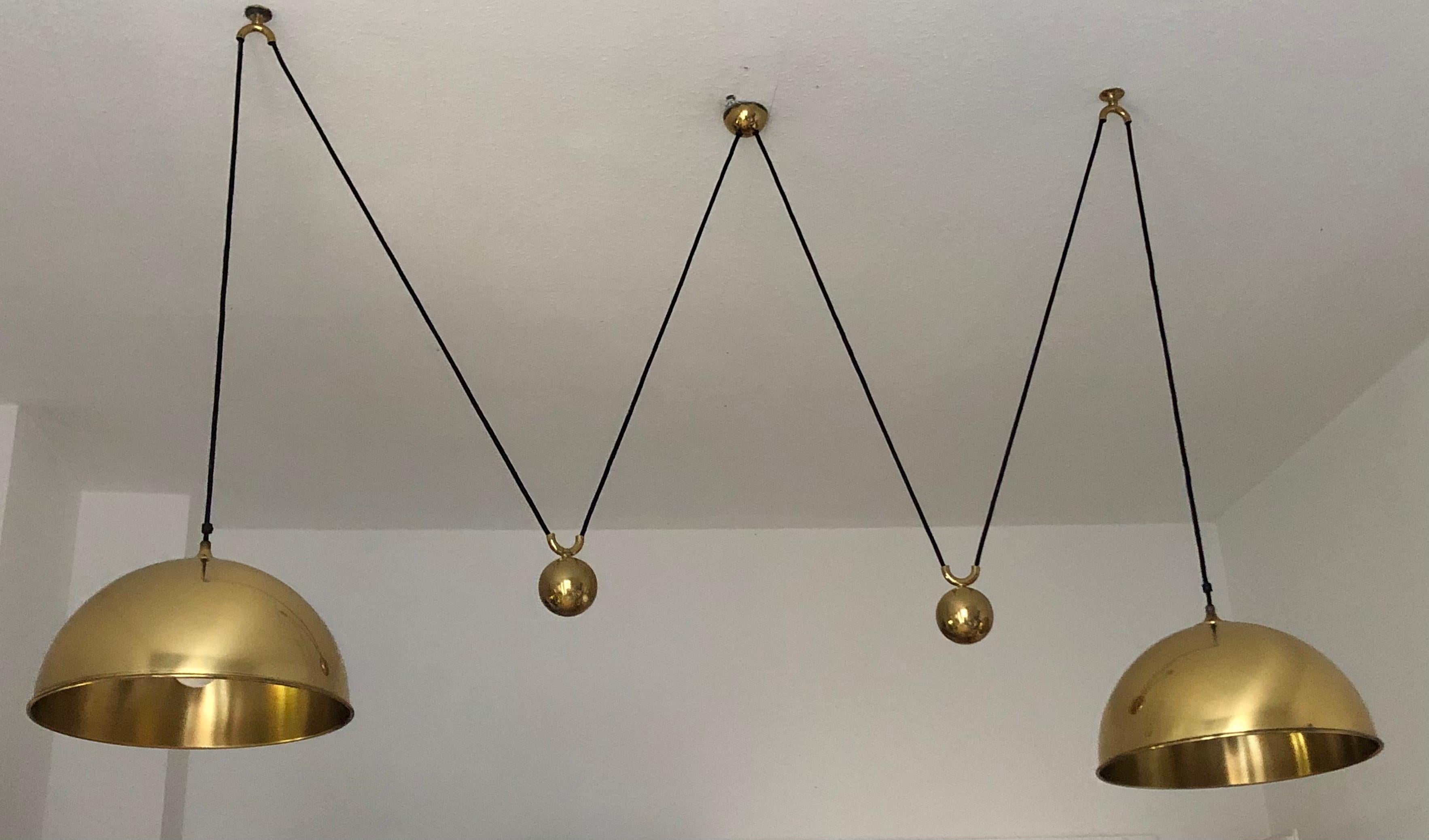 Florian Schulz Vintage Double Counterbalance Brass Pendants, circa 1970s In Good Condition In Wiesbaden, Hessen