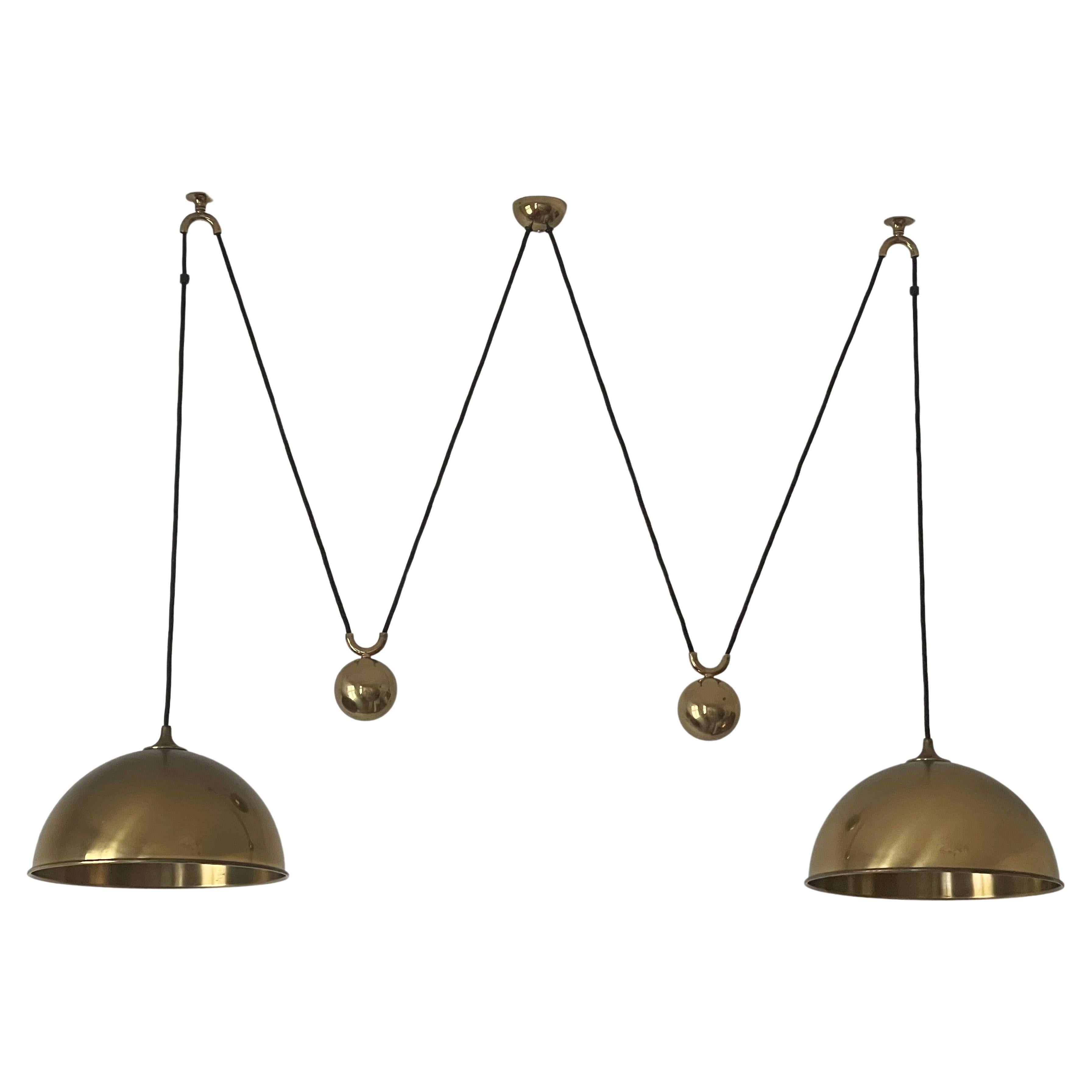 Florian Schulz Vintage Double Counterbalance Brass Pendants, circa 1970s