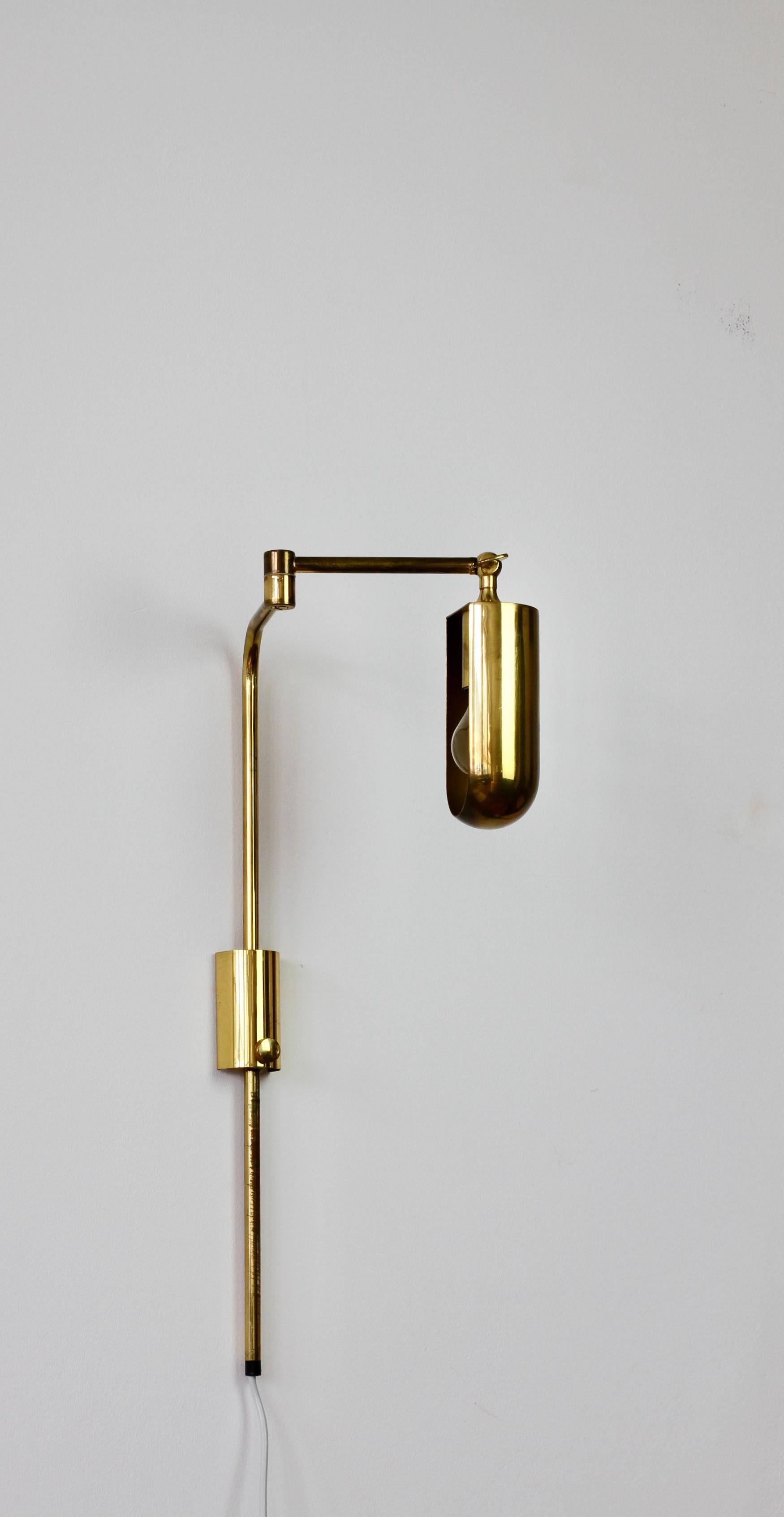 Florian Schulz Vintage Modernist Brass 1970s Adjustable Reading Wall Lamp Light 2