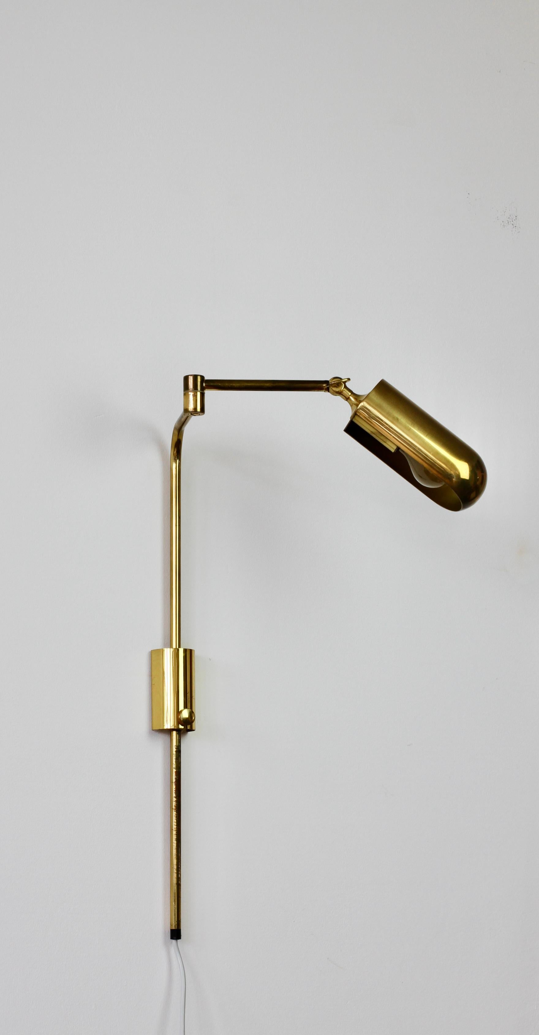 Florian Schulz Vintage Modernist Brass 1970s Adjustable Reading Wall Lamp Light 3