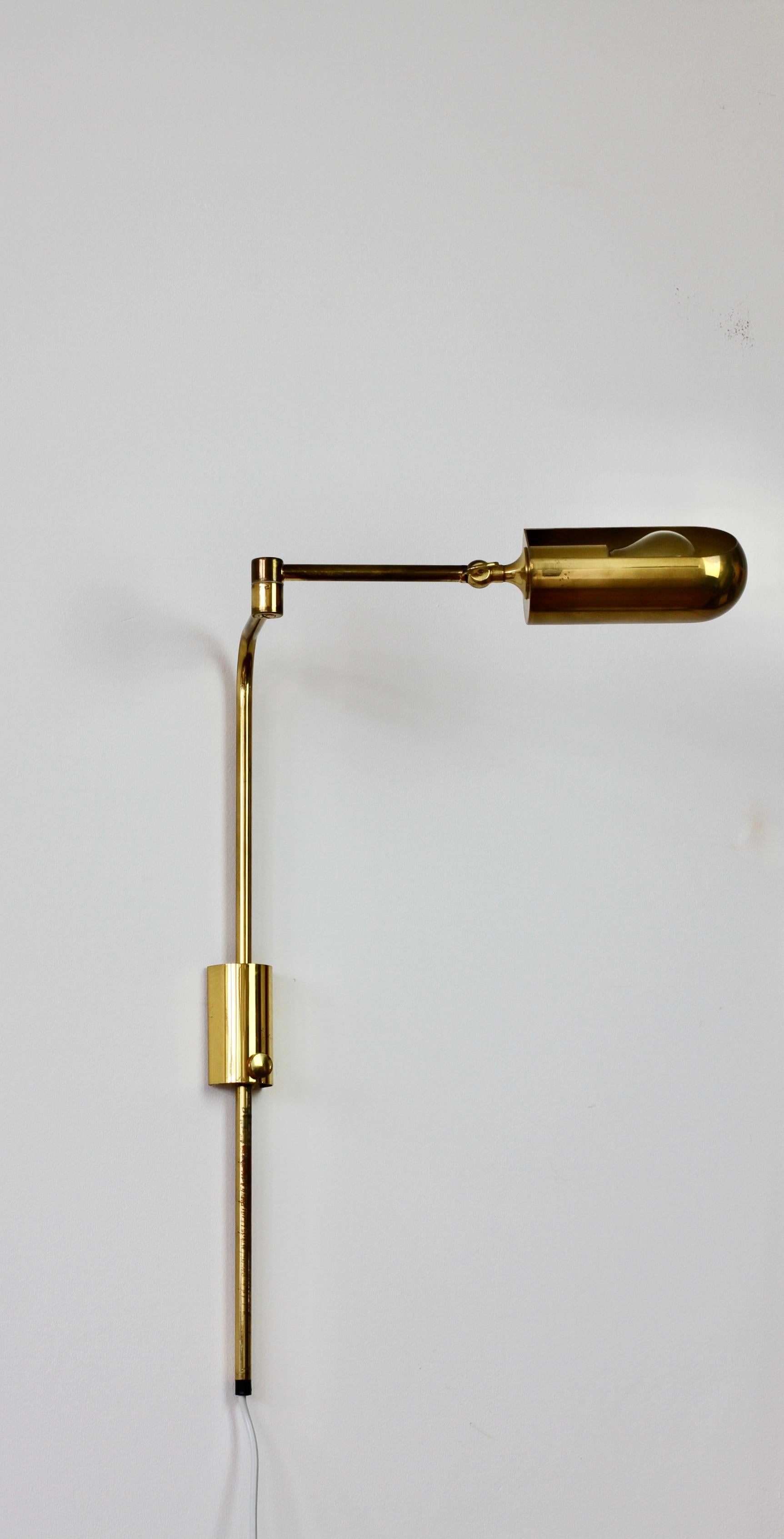 Florian Schulz Vintage Modernist Brass 1970s Adjustable Reading Wall Lamp Light 4