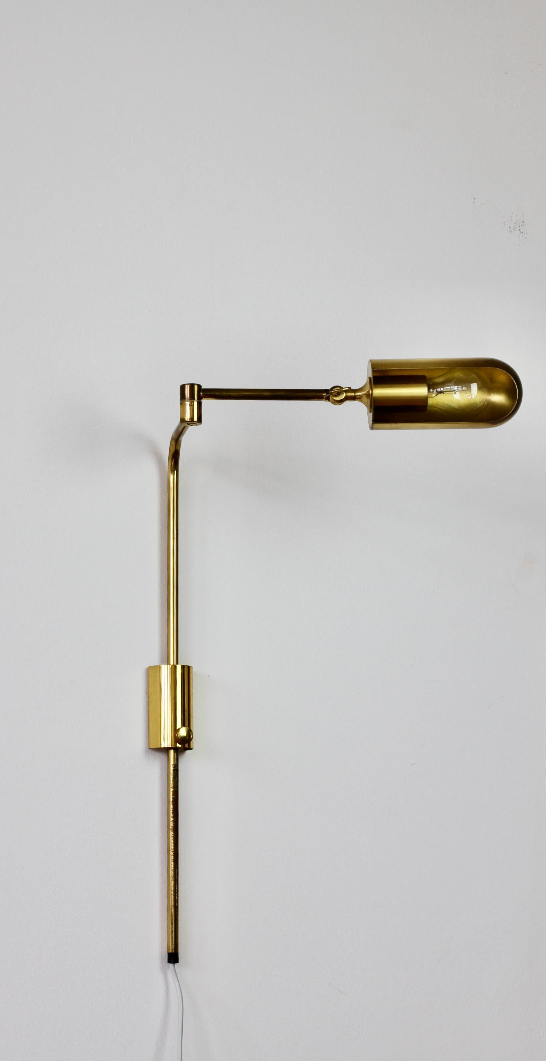 Florian Schulz Vintage Modernist Brass 1970s Adjustable Reading Wall Lamp Light 5