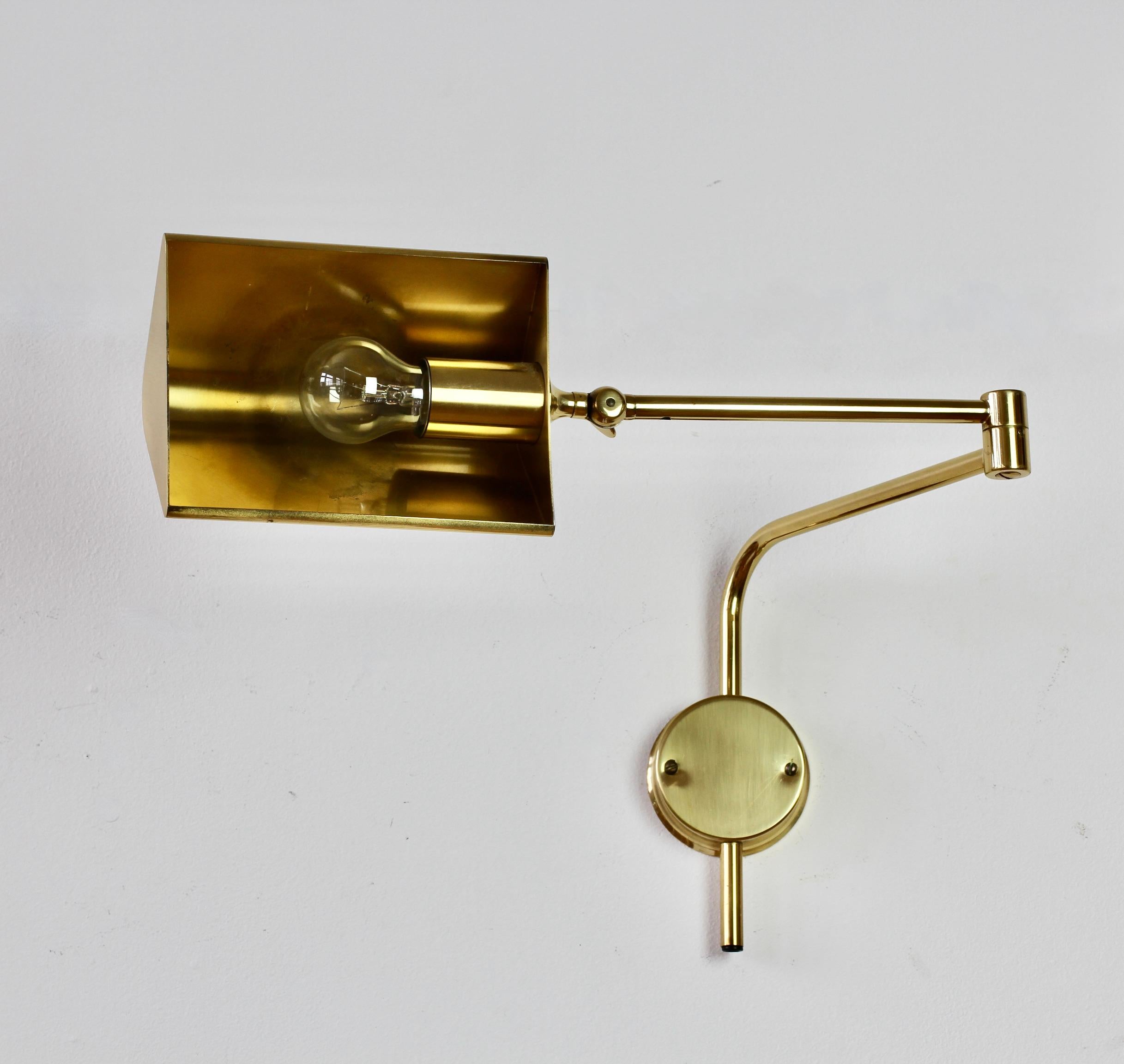 Florian Schulz Vintage Modernist Brass 1970s Adjustable Reading Wall Lamp Light For Sale 3