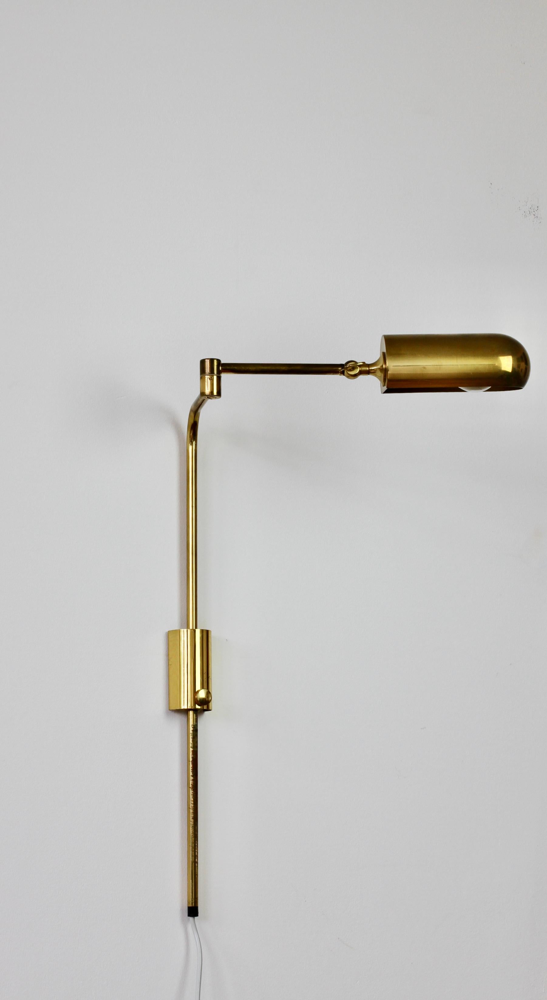Florian Schulz Vintage Modernist Brass 1970s Adjustable Reading Wall Lamp Light 6