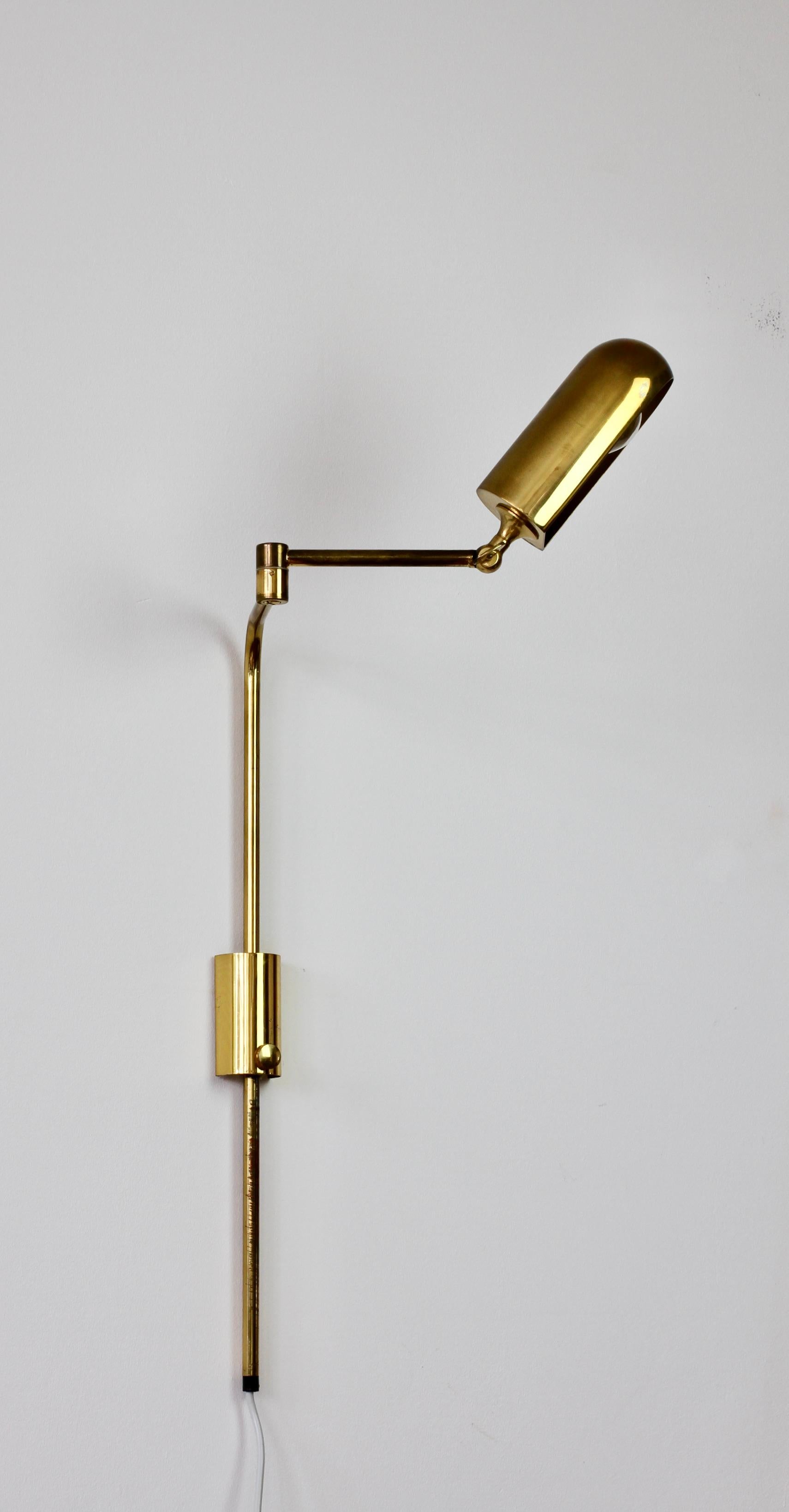 Florian Schulz Vintage Modernist Brass 1970s Adjustable Reading Wall Lamp Light 7