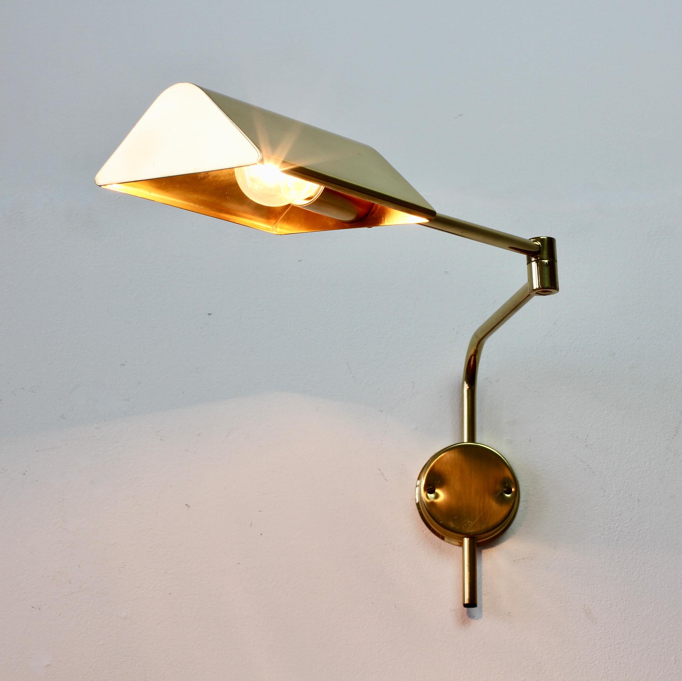 Florian Schulz Vintage Modernist Brass 1970s Adjustable Reading Wall Lamp Light 5