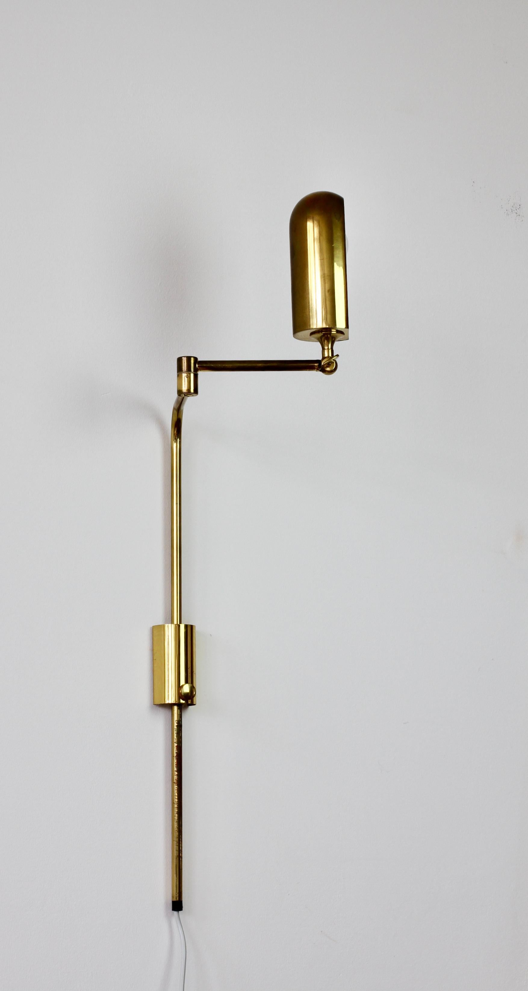 Florian Schulz Vintage Modernist Brass 1970s Adjustable Reading Wall Lamp Light 8